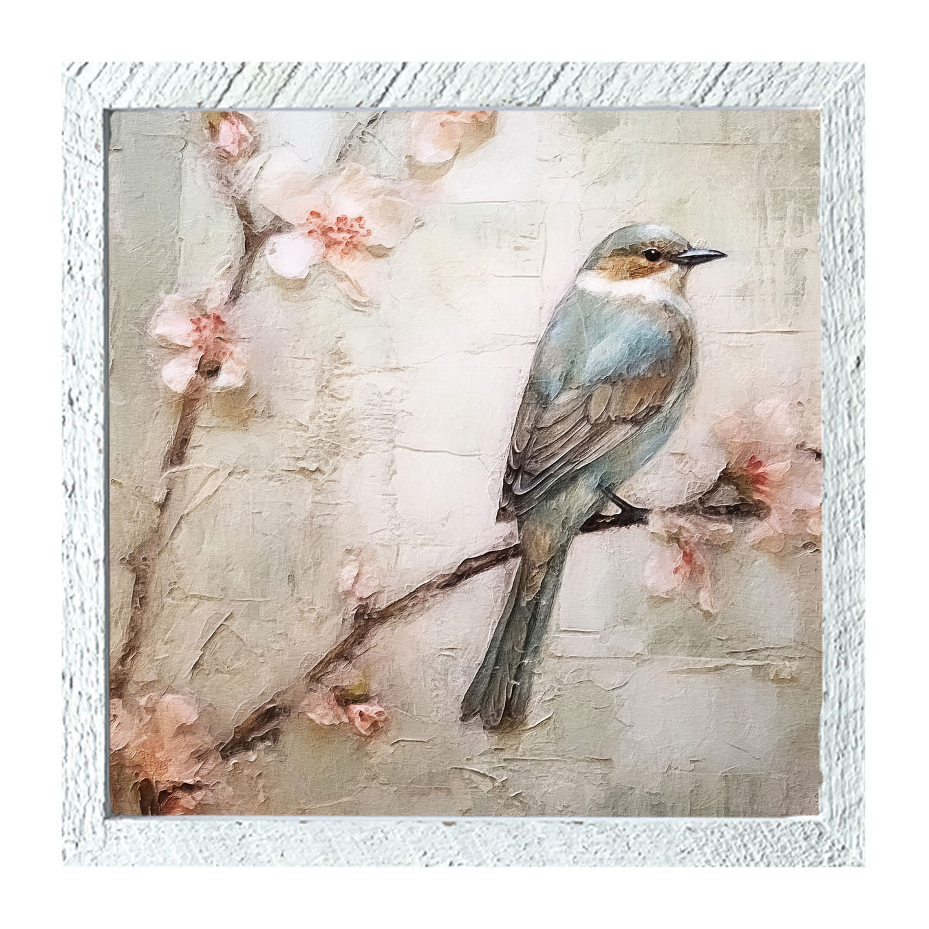 Blue bird on branch - Framed art