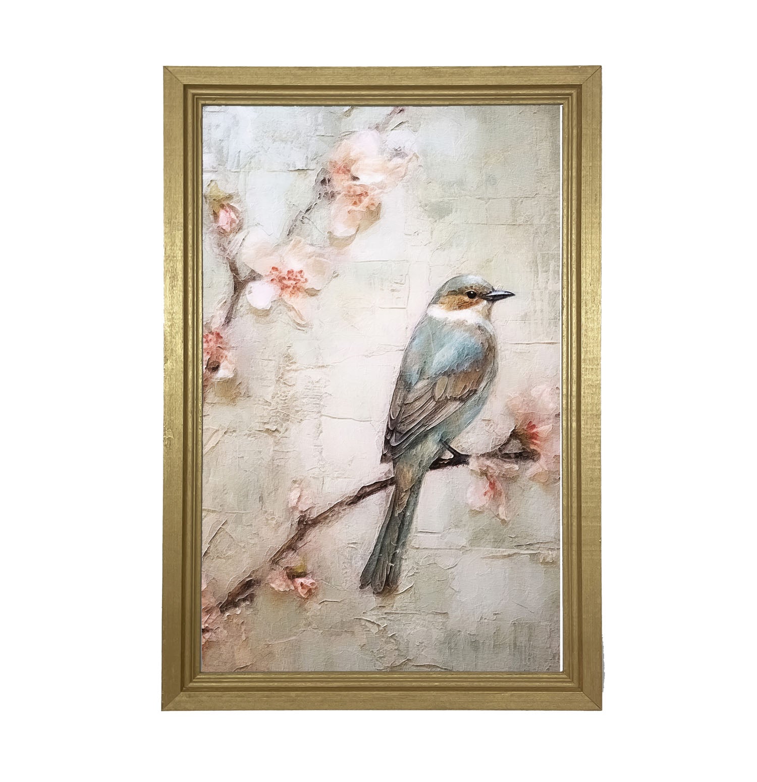 Blue bird on branch - Framed art