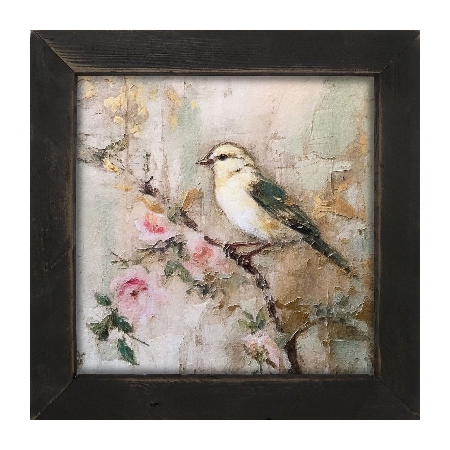 White-breasted bird on branch - Framed art
