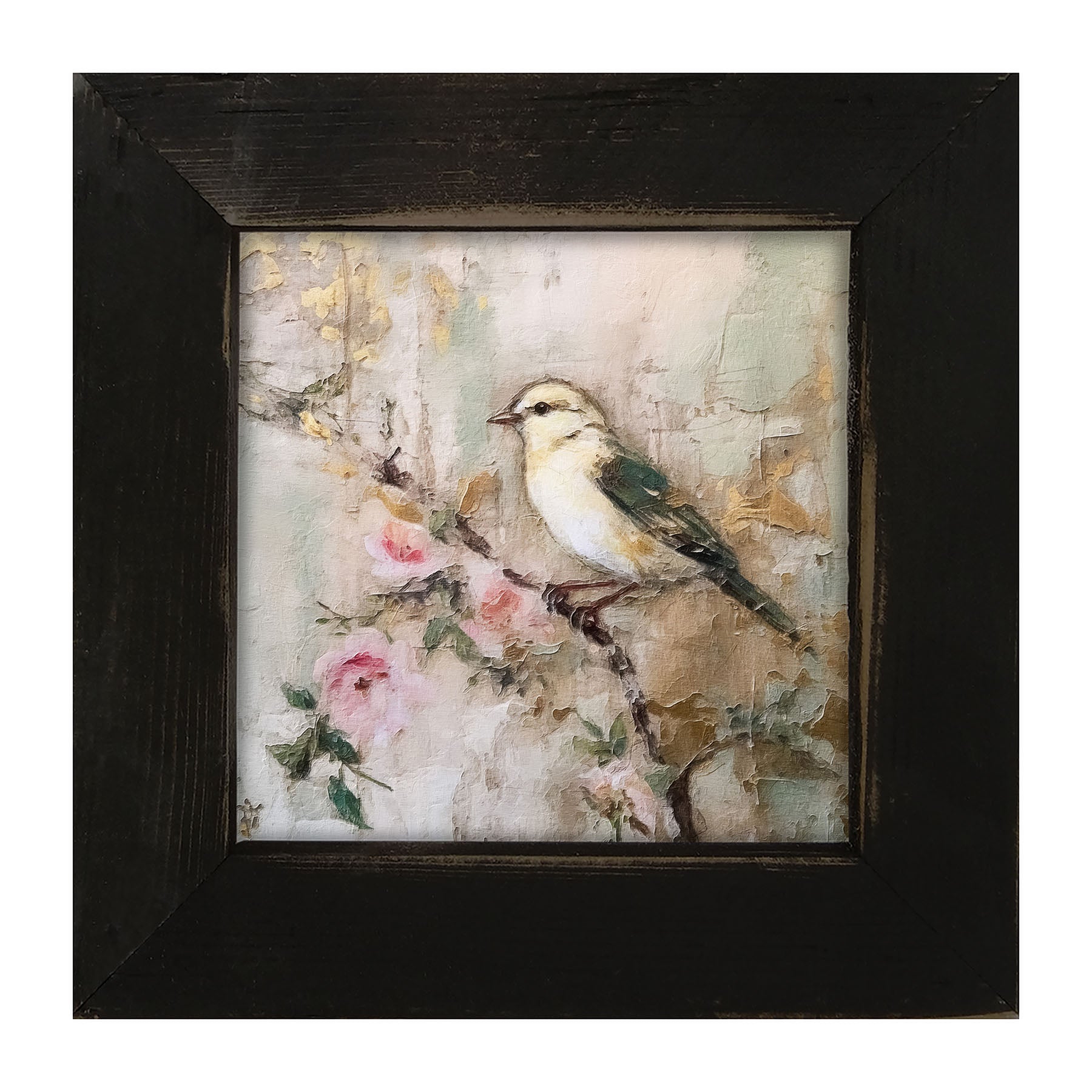 White-breasted bird on branch - Framed art