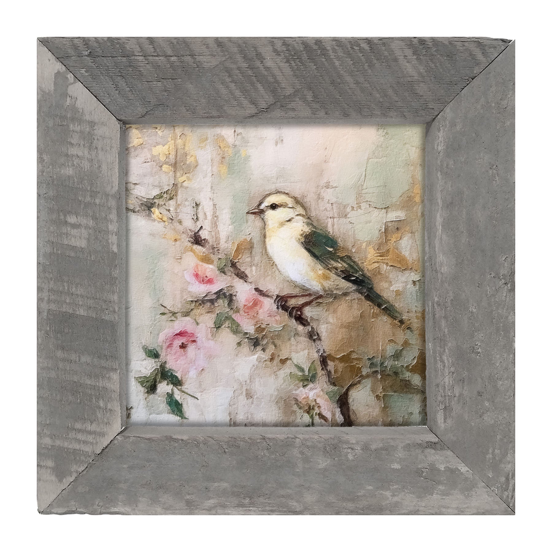 White-breasted bird on branch - Framed art