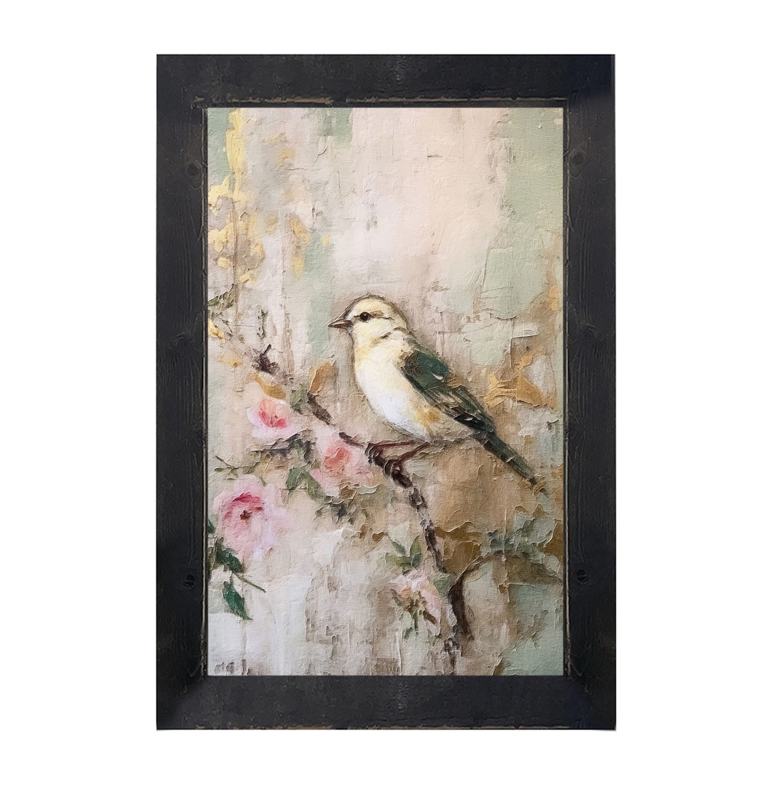 White-breasted bird on branch - Framed art