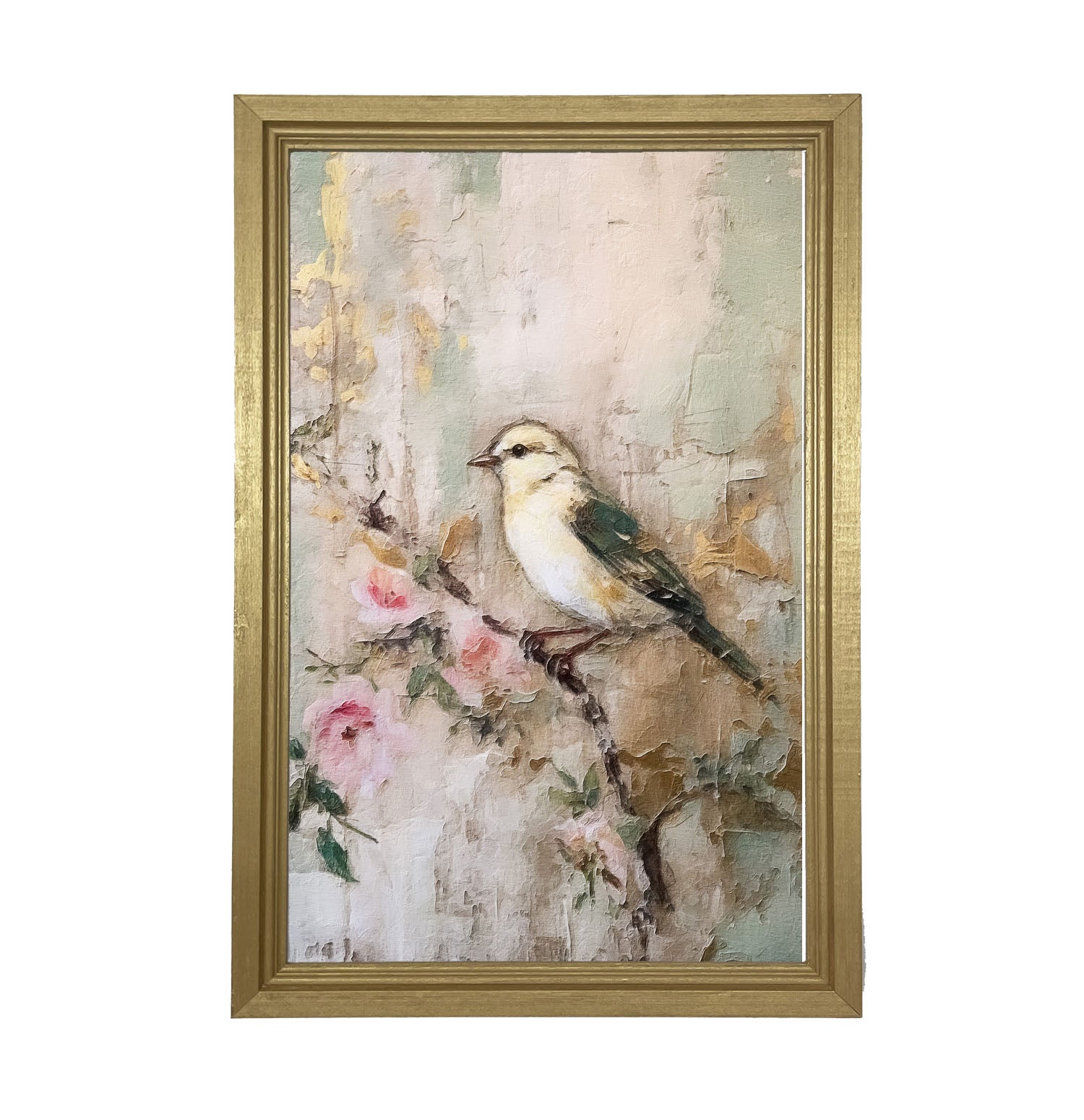 White-breasted bird on branch - Framed art