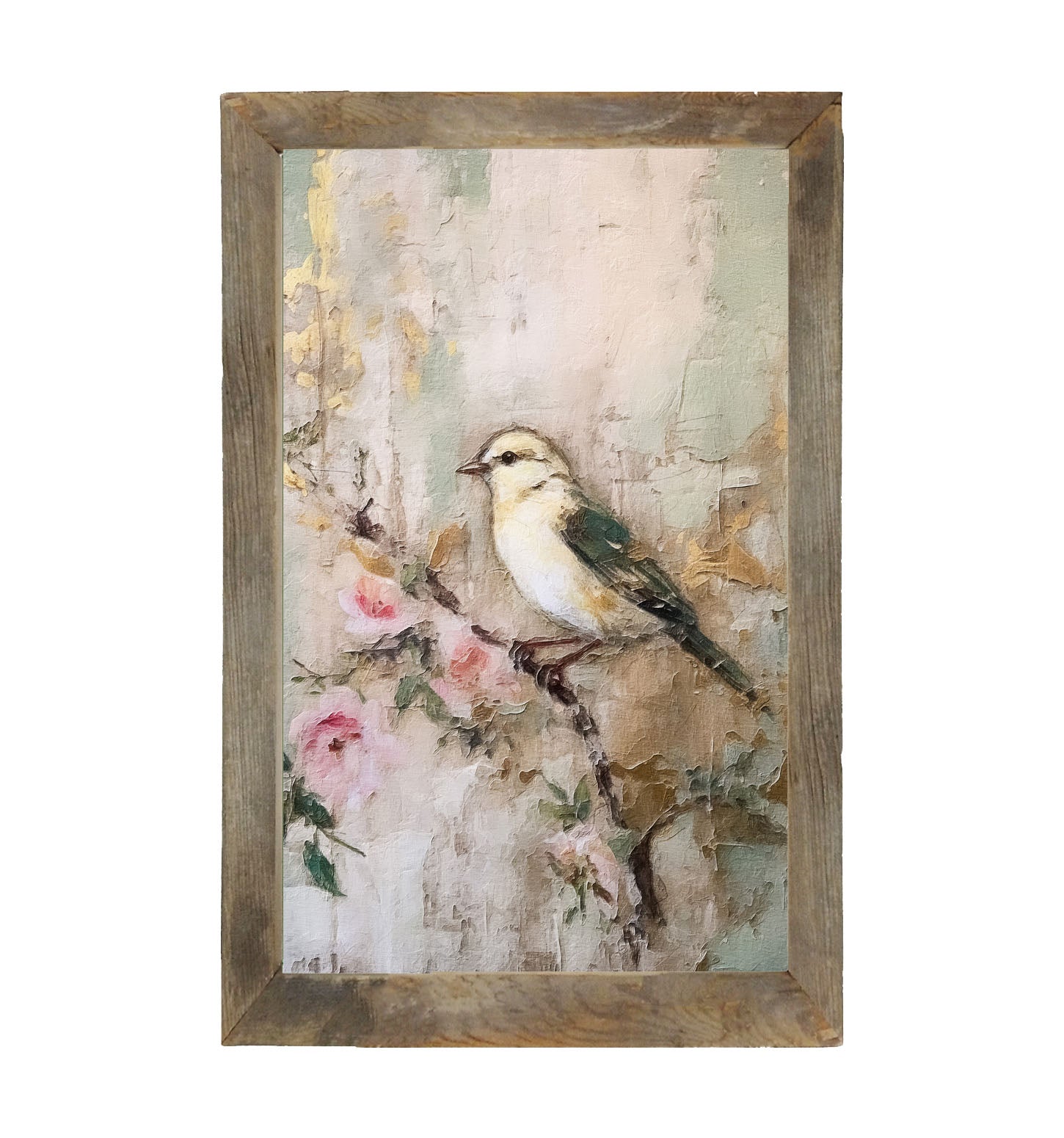 White-breasted bird on branch - Framed art
