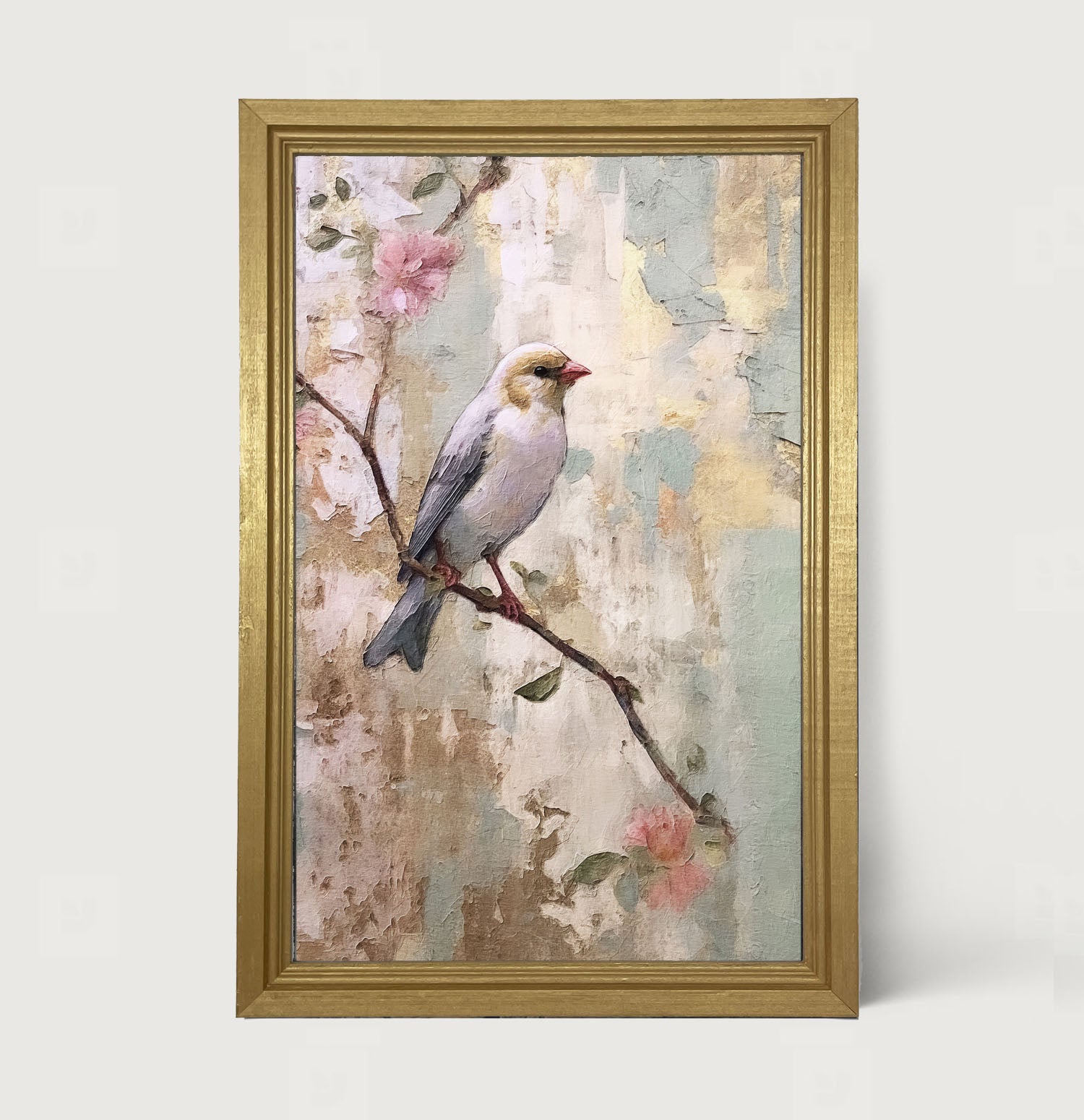 White bird with blue wings - Framed Art