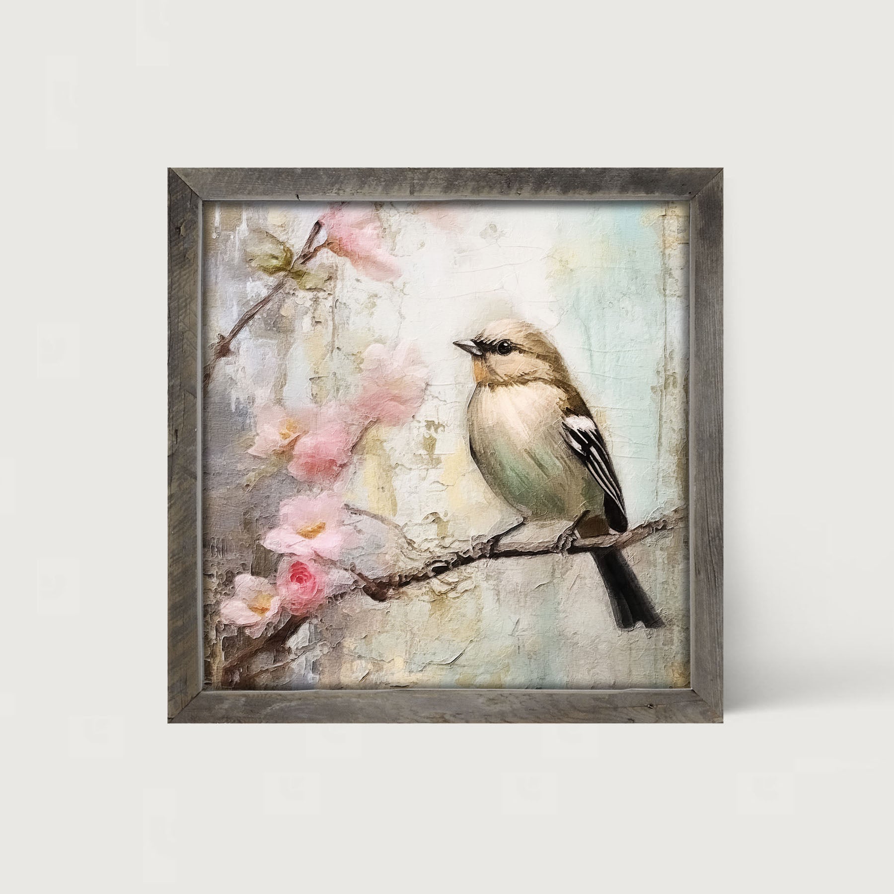 Small bird on branch - Framed Art