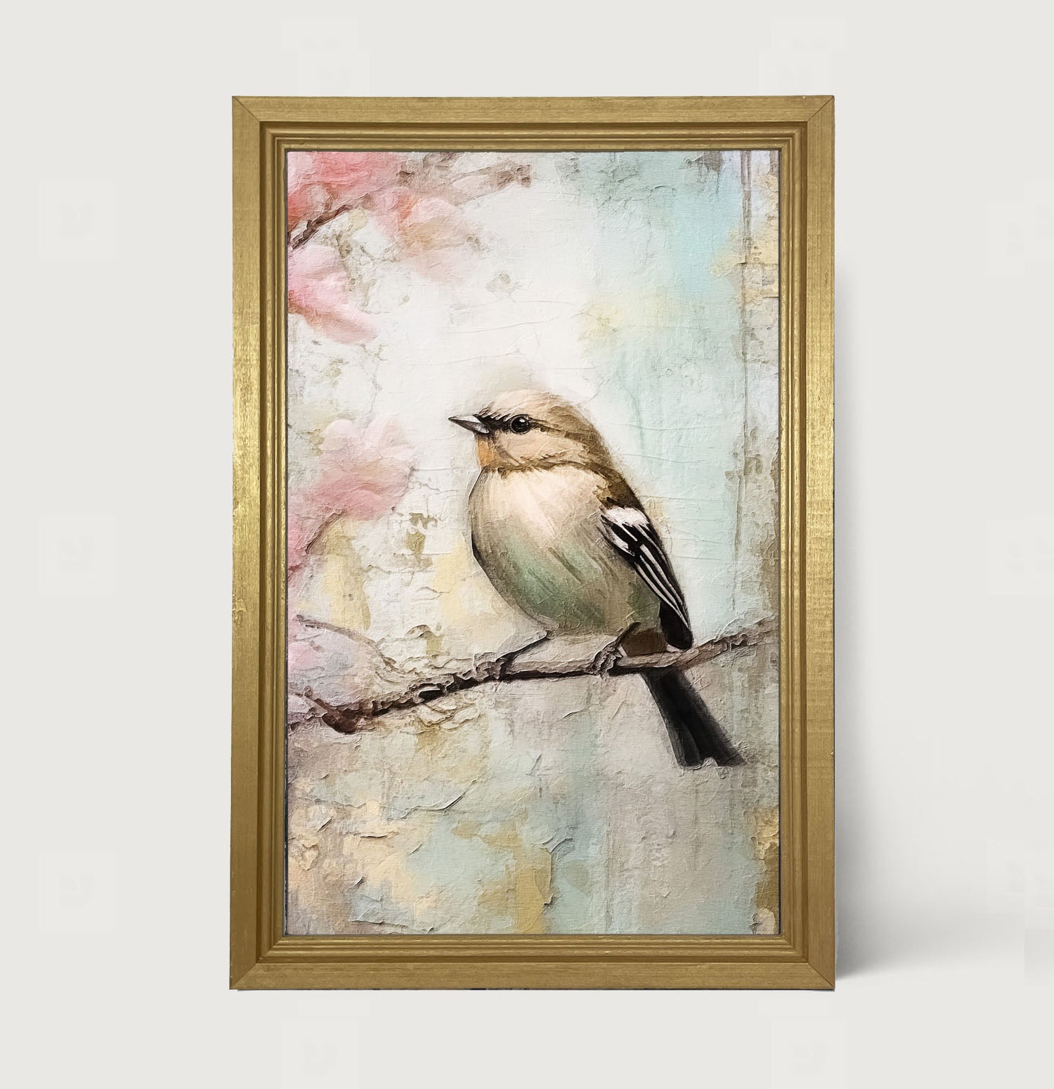 Small bird on branch - Framed Art