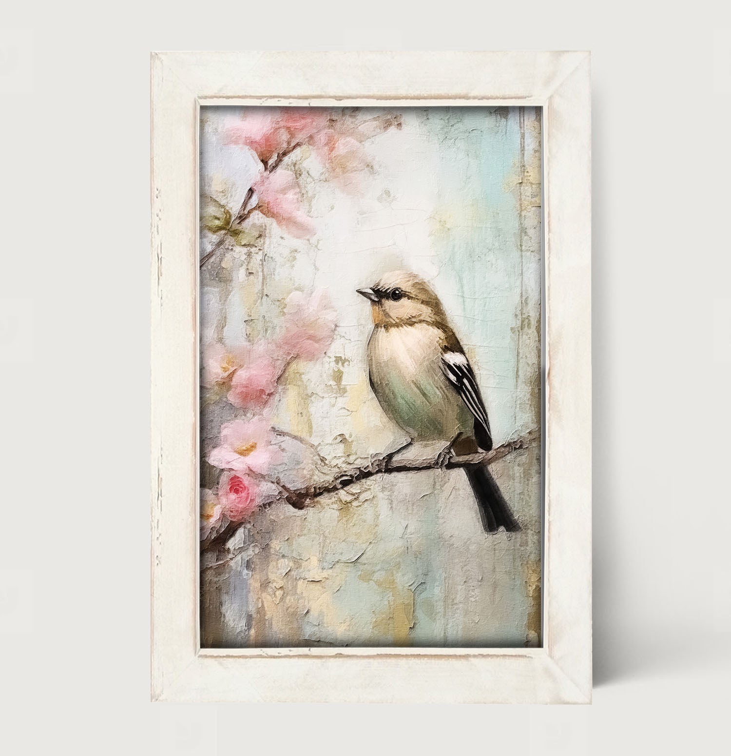 Small bird on branch - Framed Art