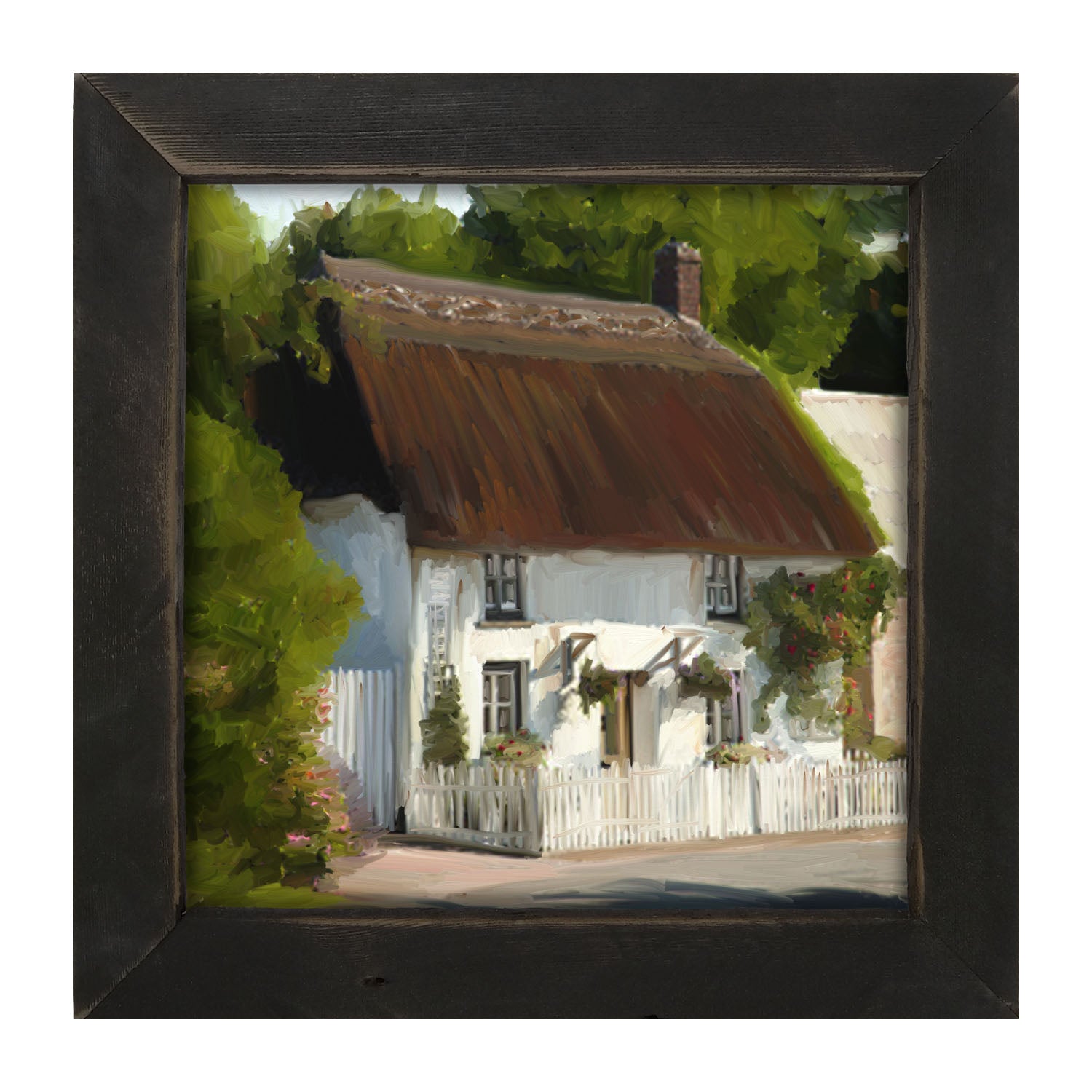White Cottage - Framed art