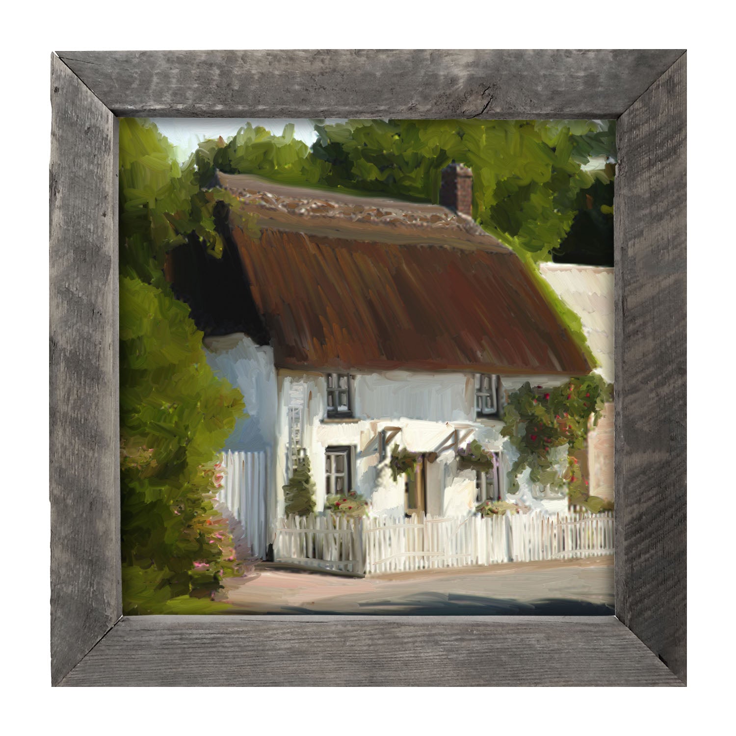 White Cottage - Framed art