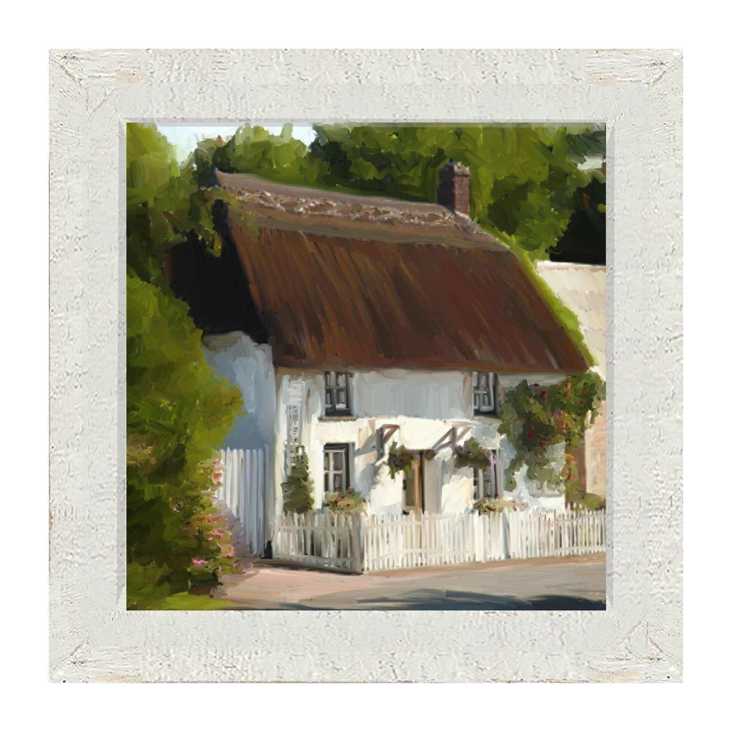 White Cottage - Framed art