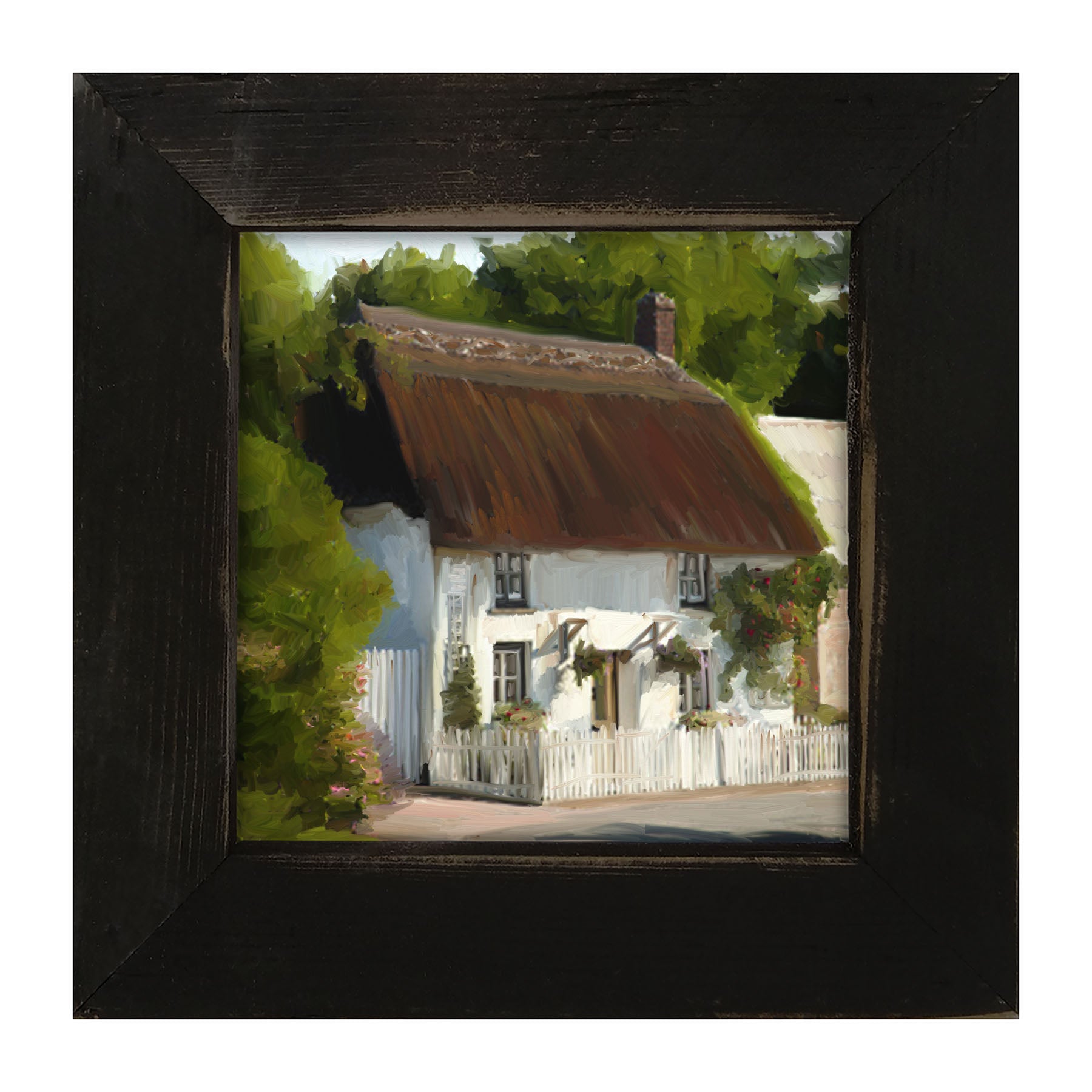 White Cottage - Framed art