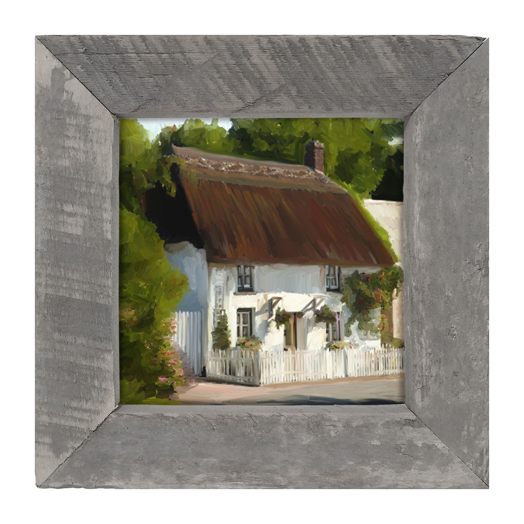 White Cottage - Framed art