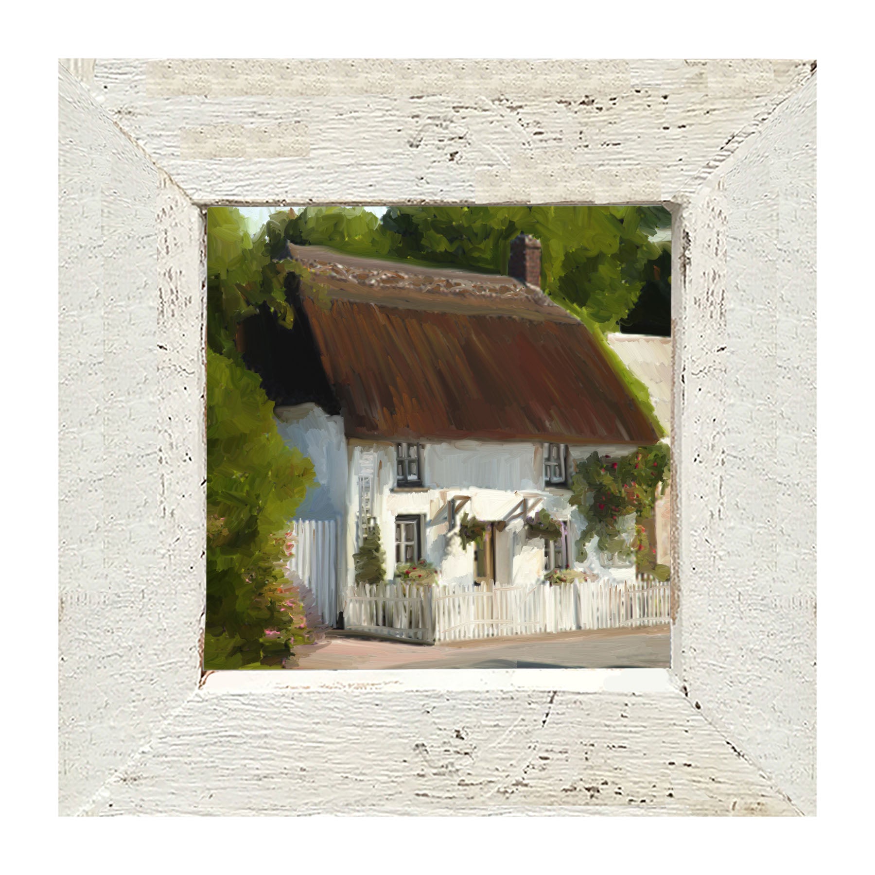 White Cottage - Framed art