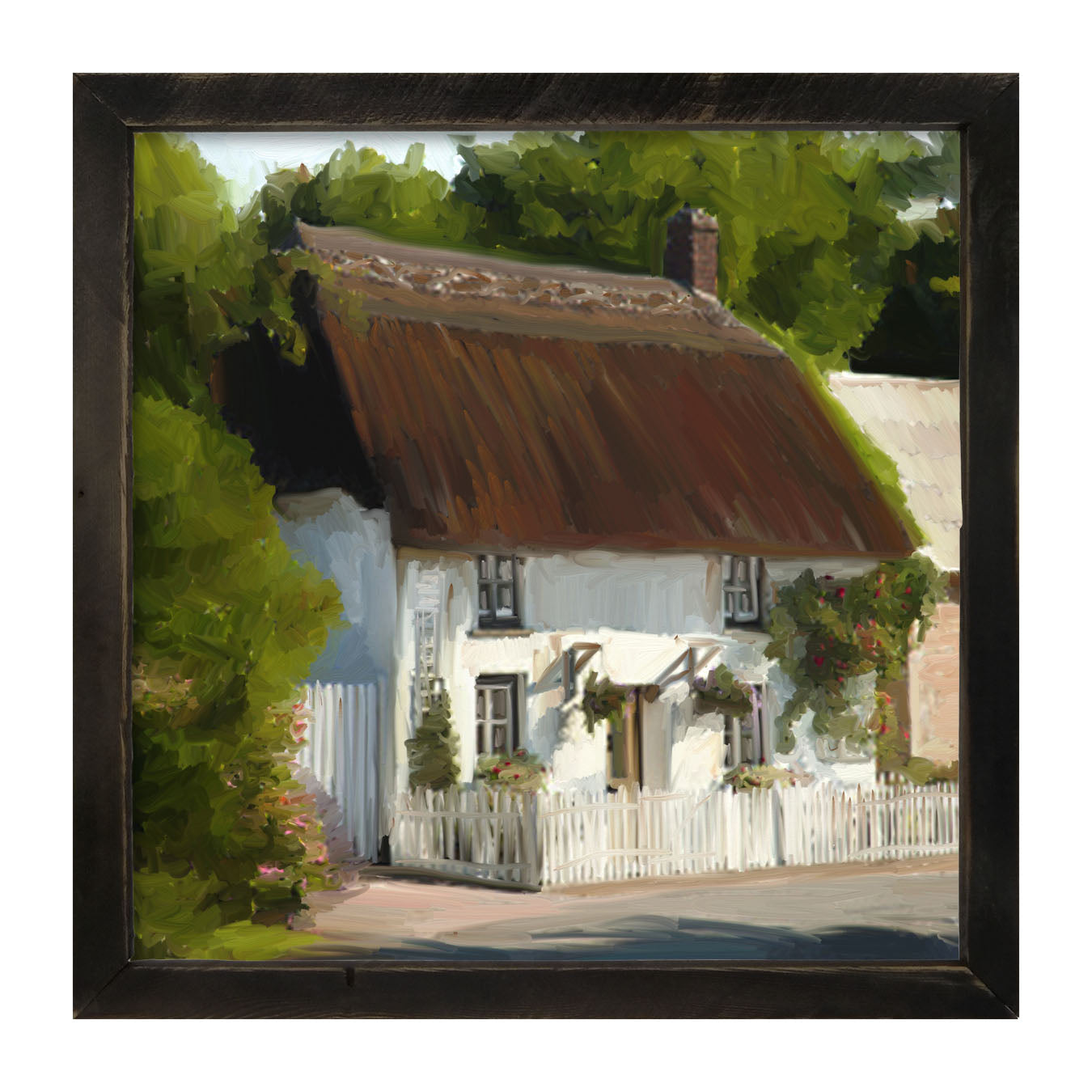 White Cottage - Framed art