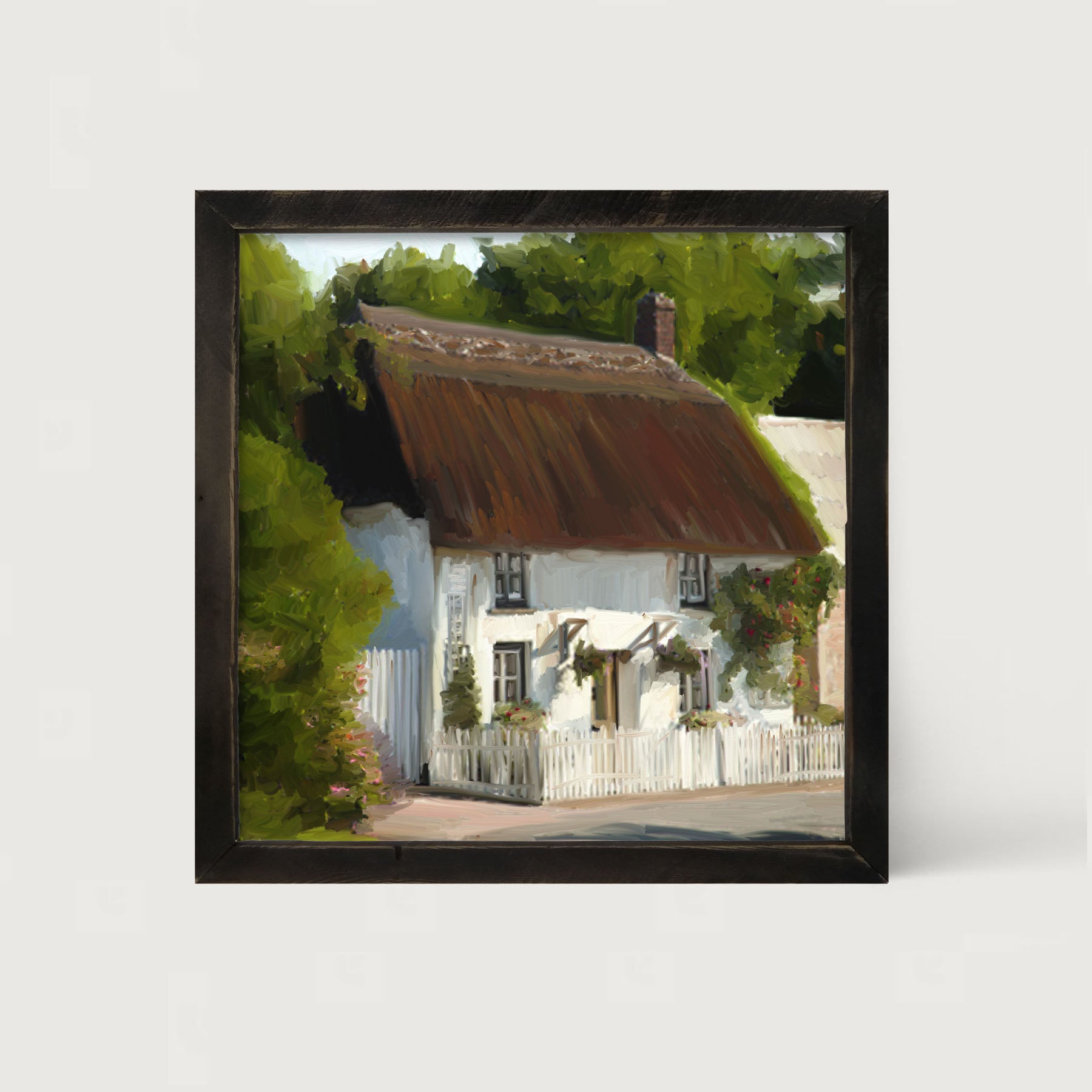 White Cottage - Framed art