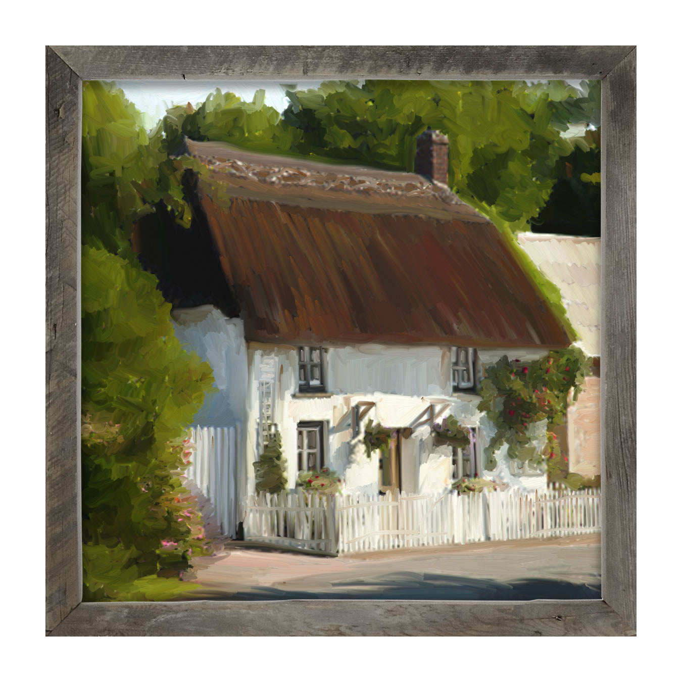 White Cottage - Framed art