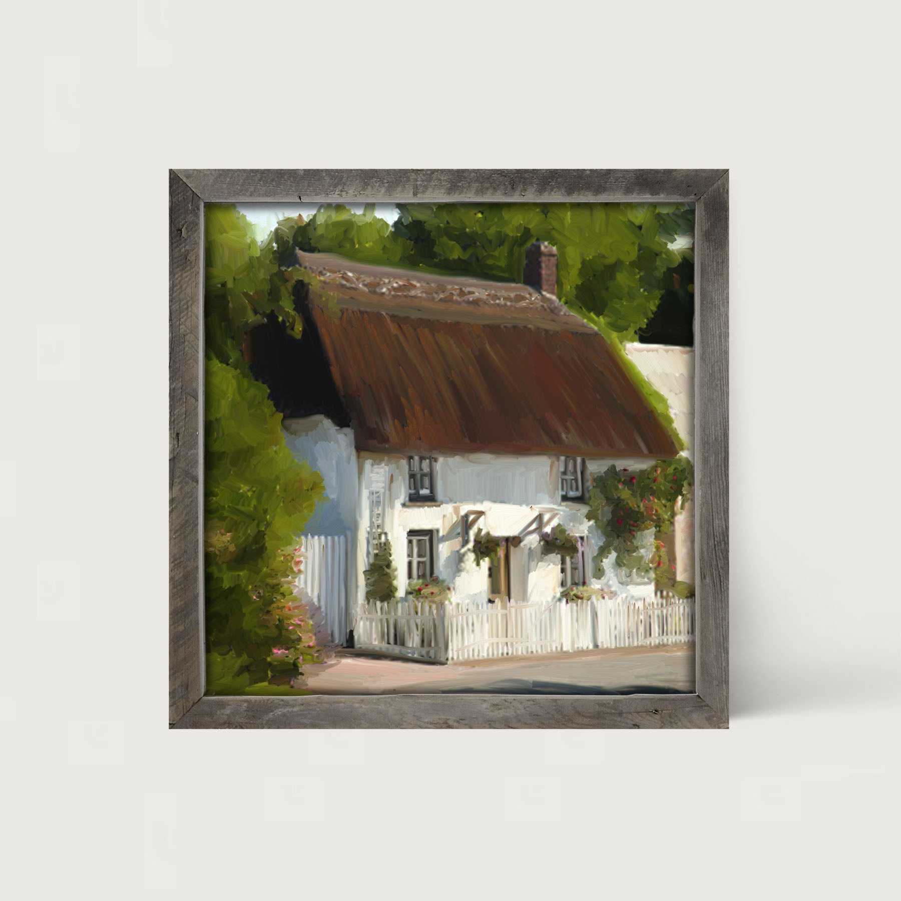 White Cottage - Framed art