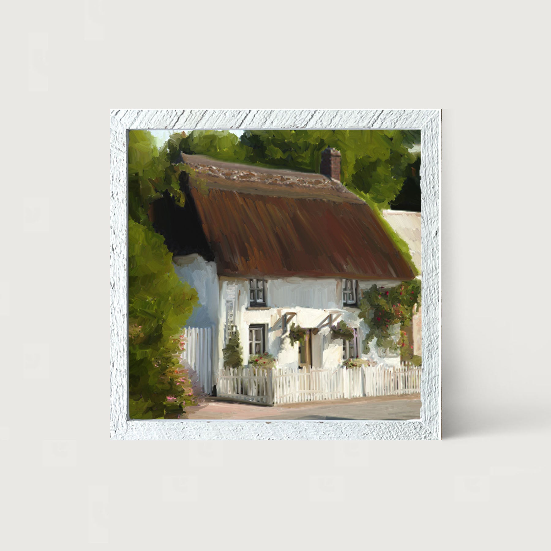White Cottage - Framed art