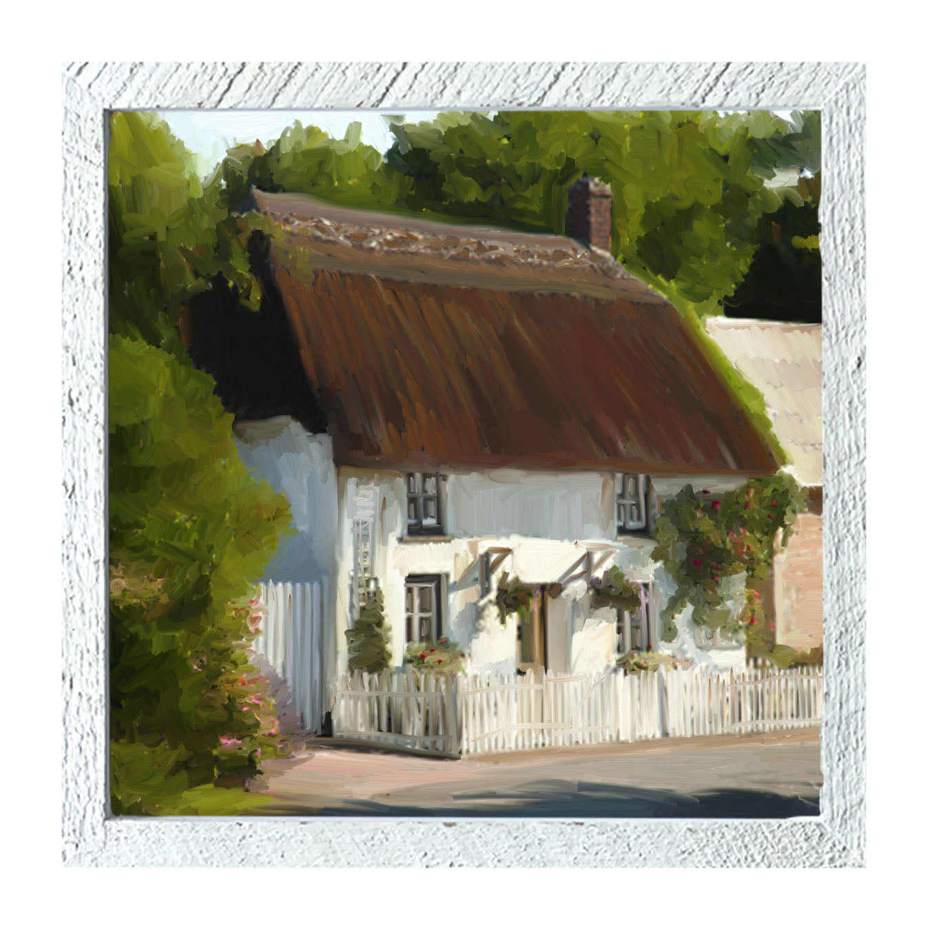 White Cottage - Framed art