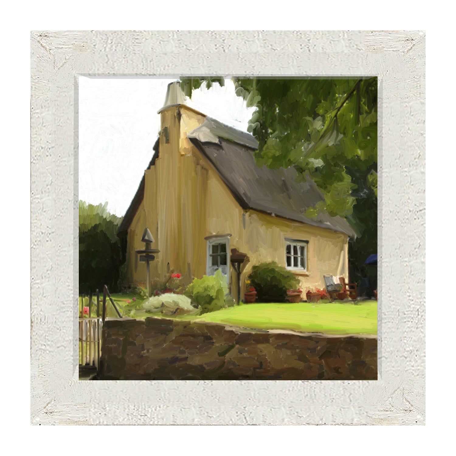 Yellow Cottage - Framed art