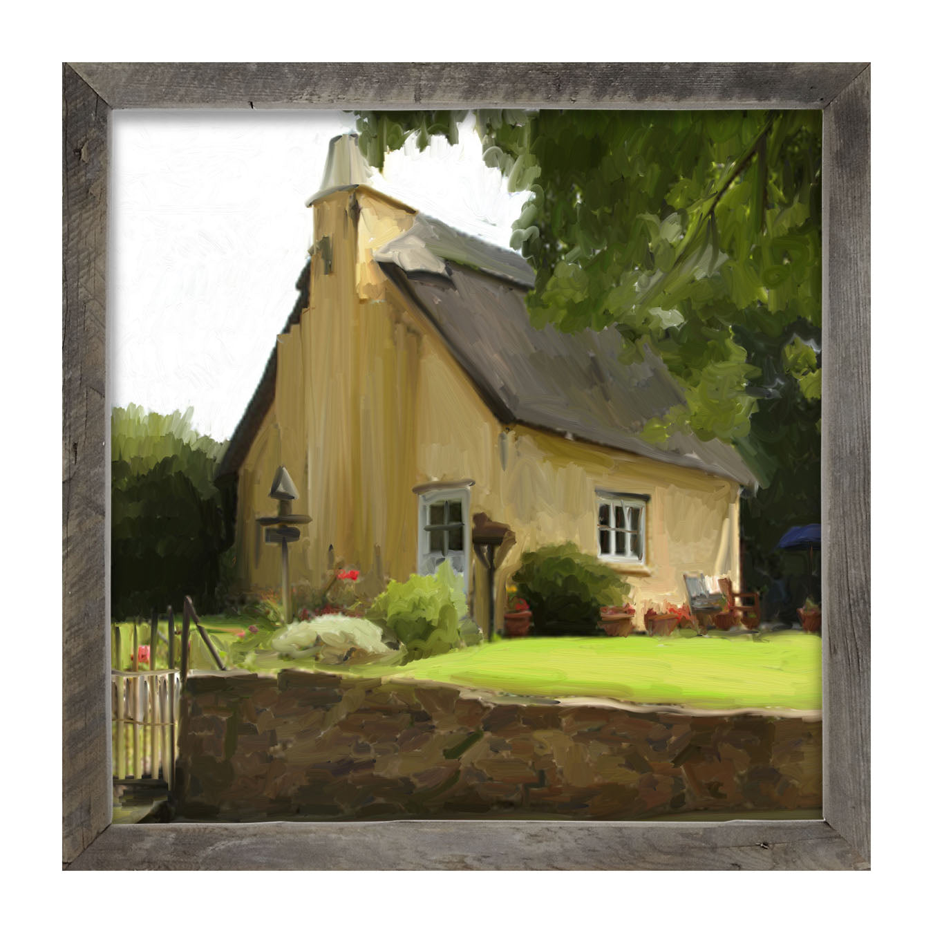 Yellow Cottage - Framed art