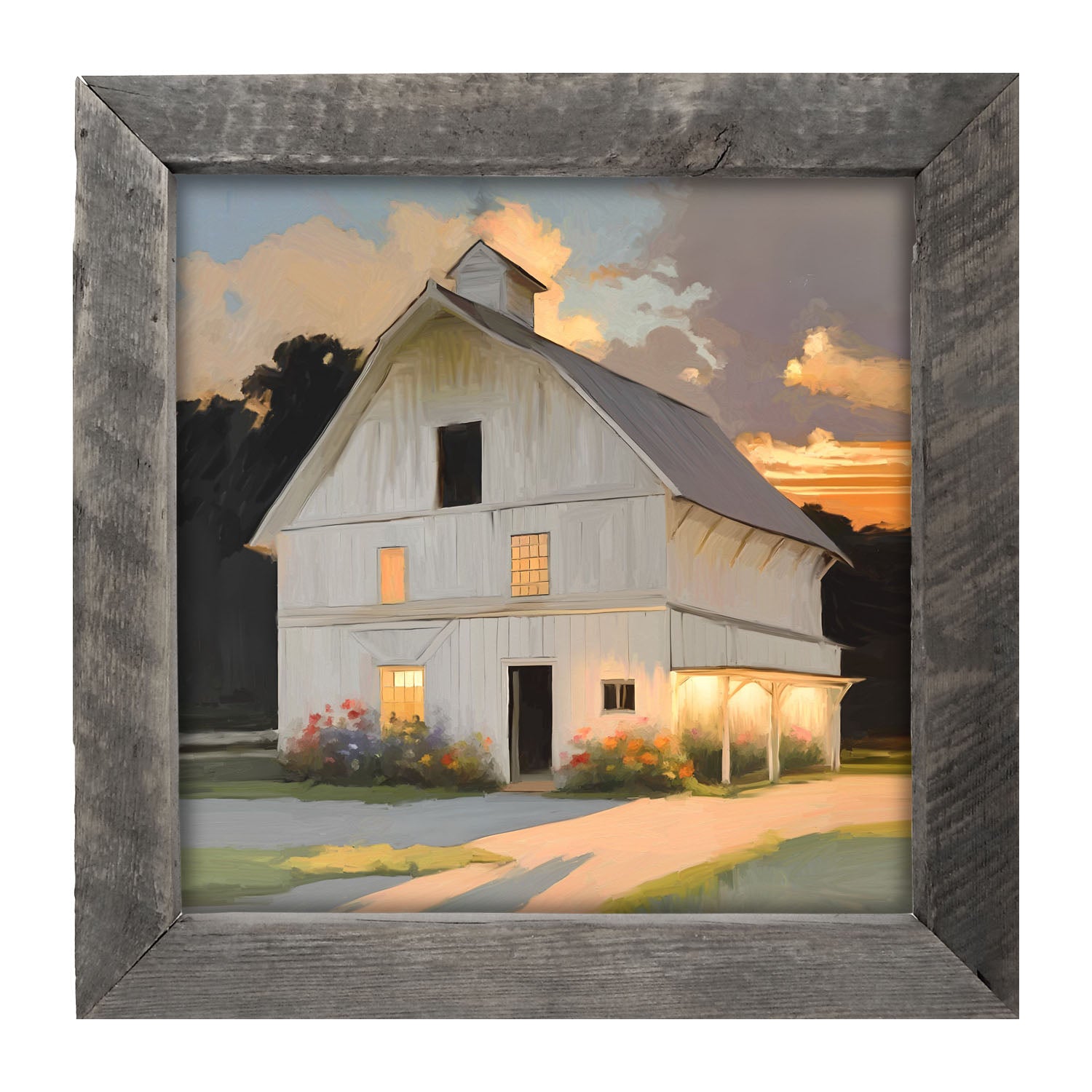 Barn at Sunset - Framed art