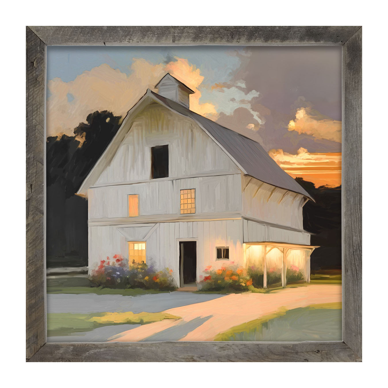 Barn at Sunset - Framed art