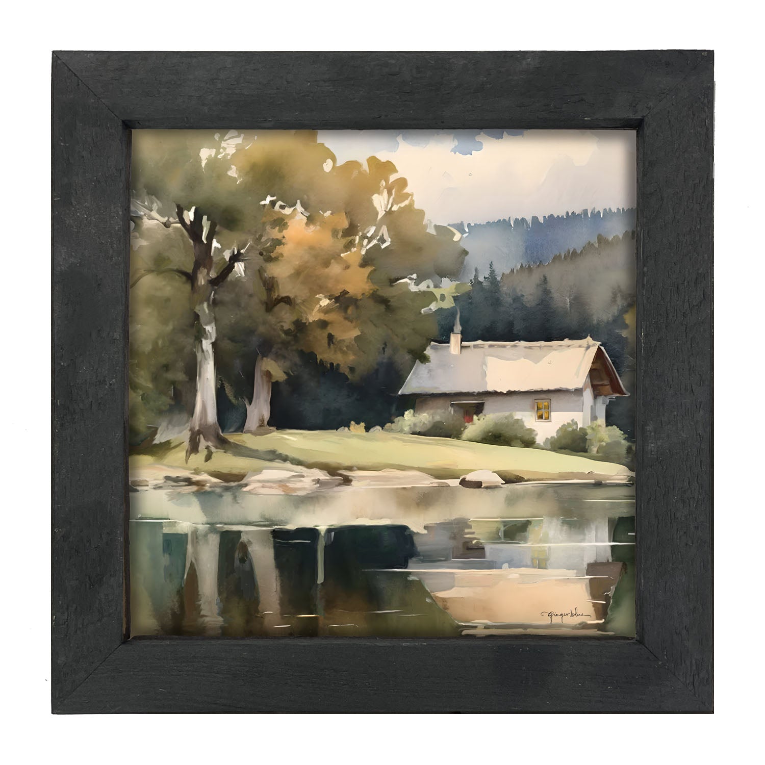 Riverside Cottage - Framed art