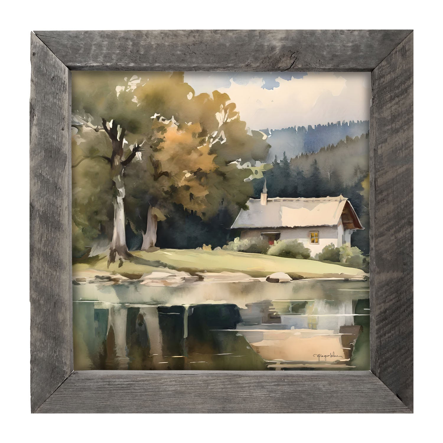 Riverside Cottage - Framed art