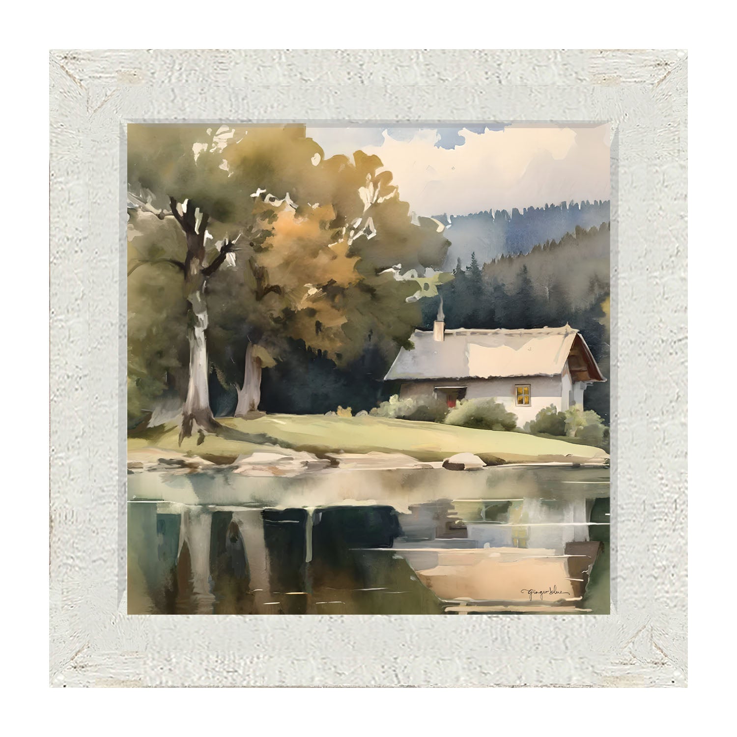 Riverside Cottage - Framed art