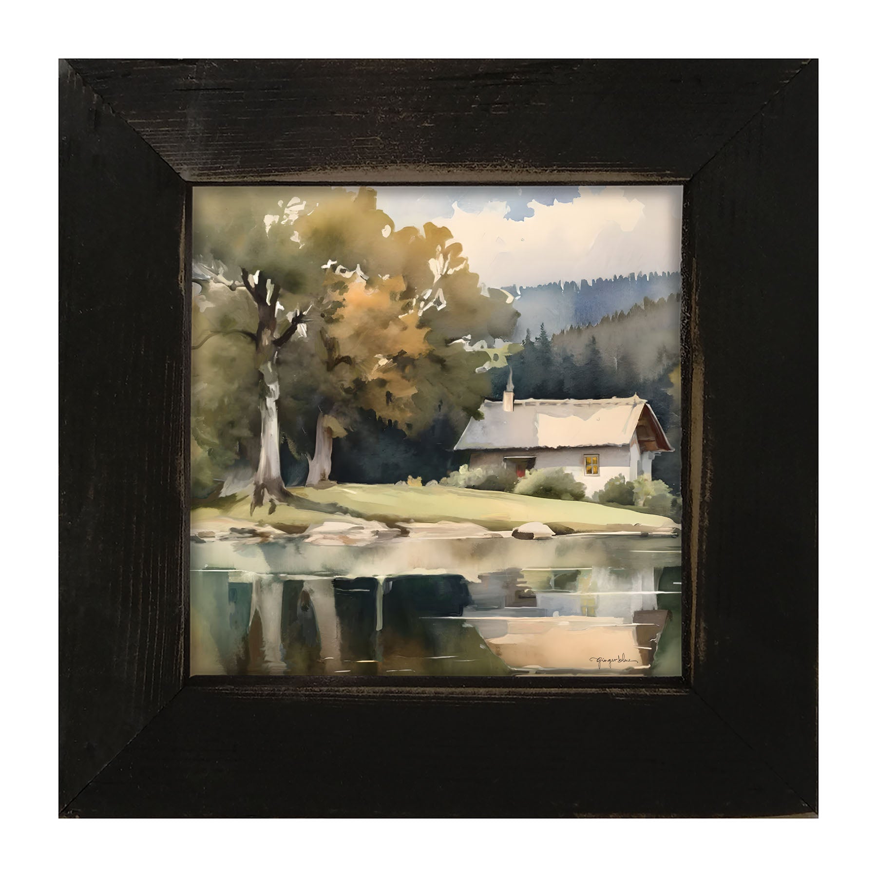 Riverside Cottage - Framed art
