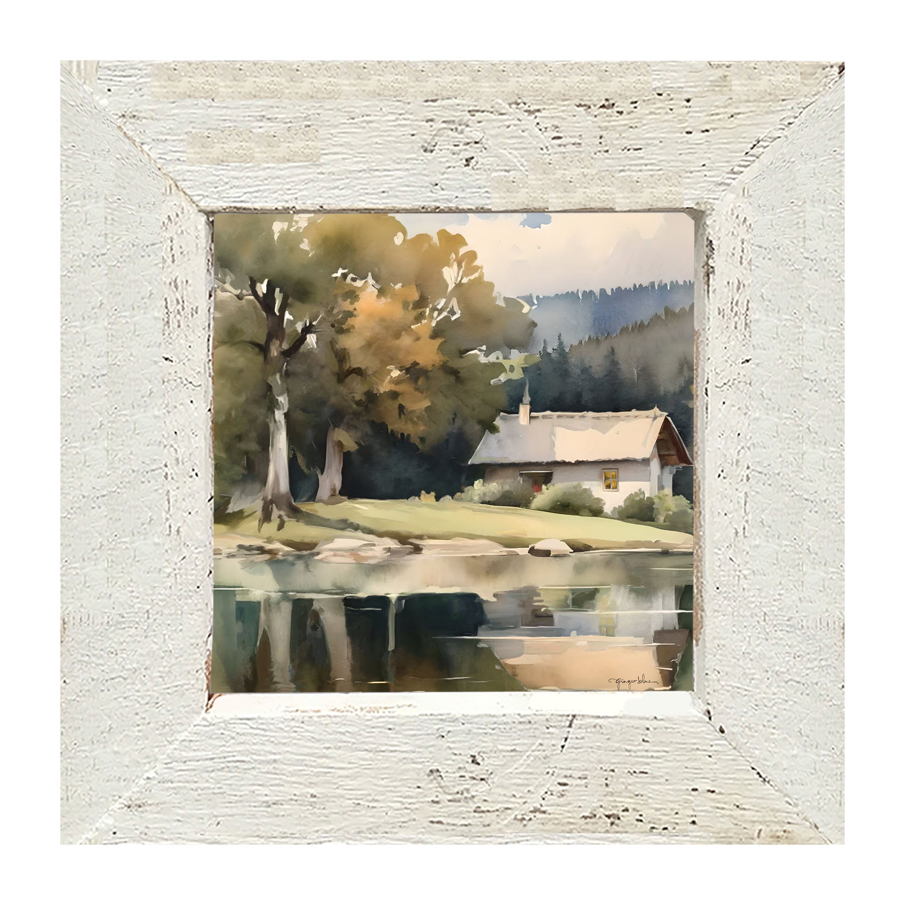 Riverside Cottage - Framed art