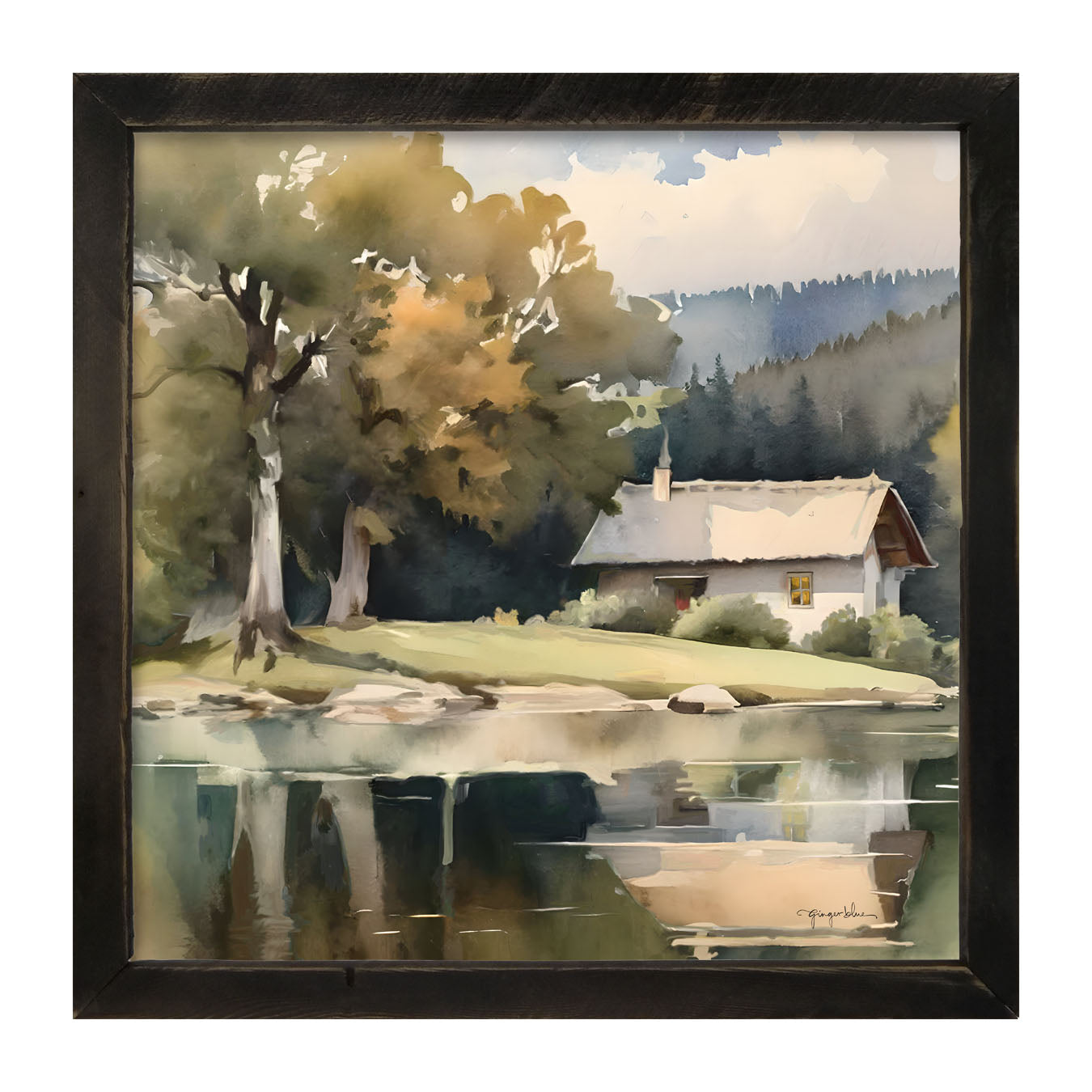 Riverside Cottage - Framed art