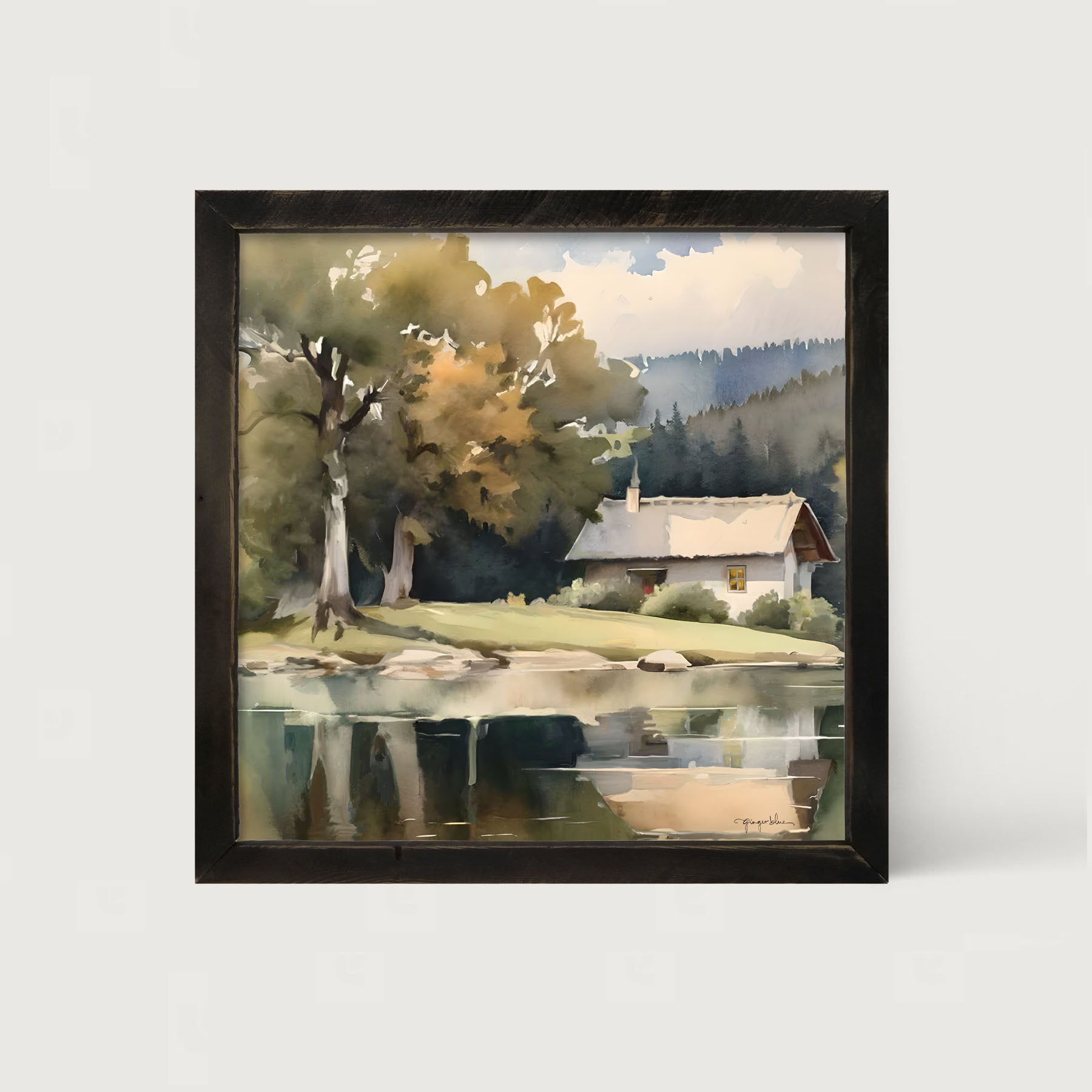 Riverside Cottage - Framed art