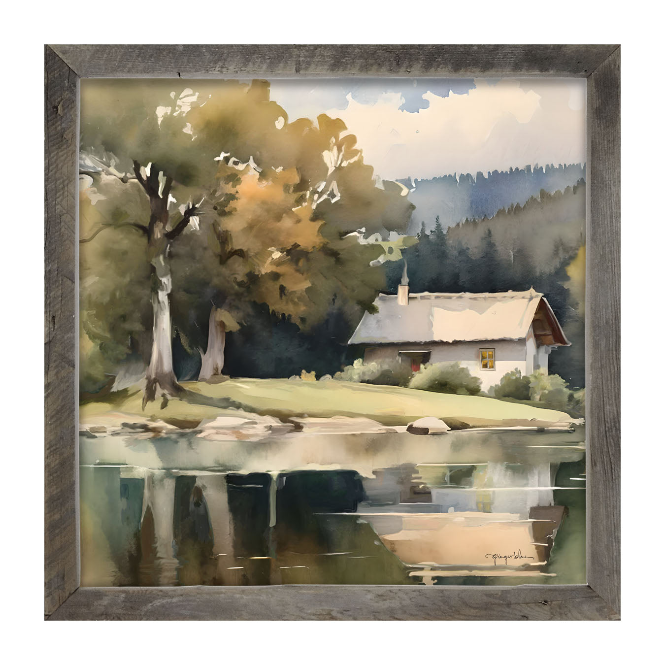 Riverside Cottage - Framed art