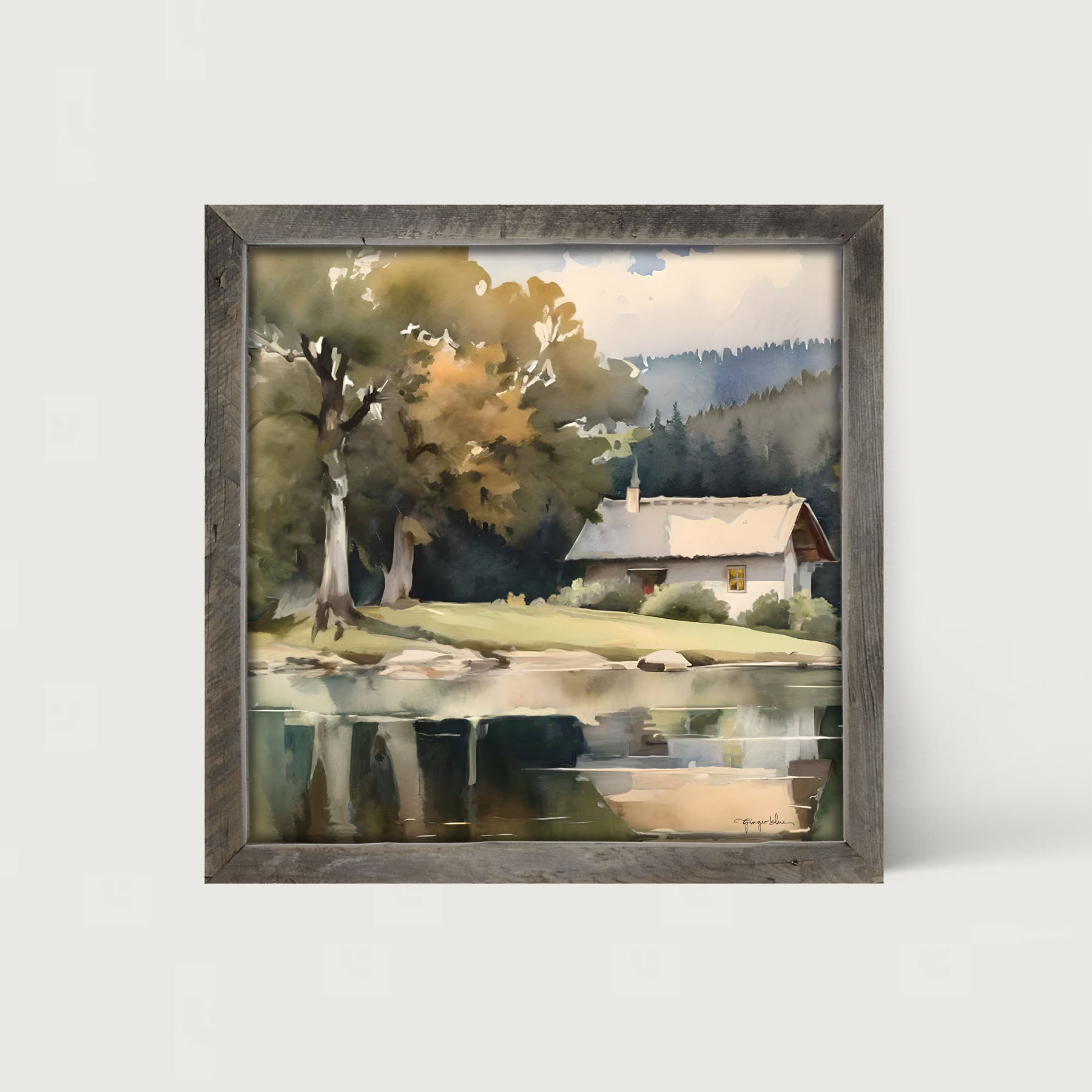 Riverside Cottage - Framed art