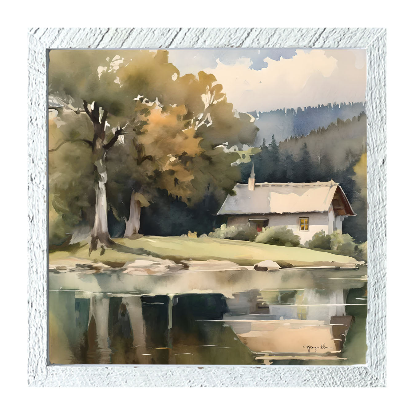 Riverside Cottage - Framed art