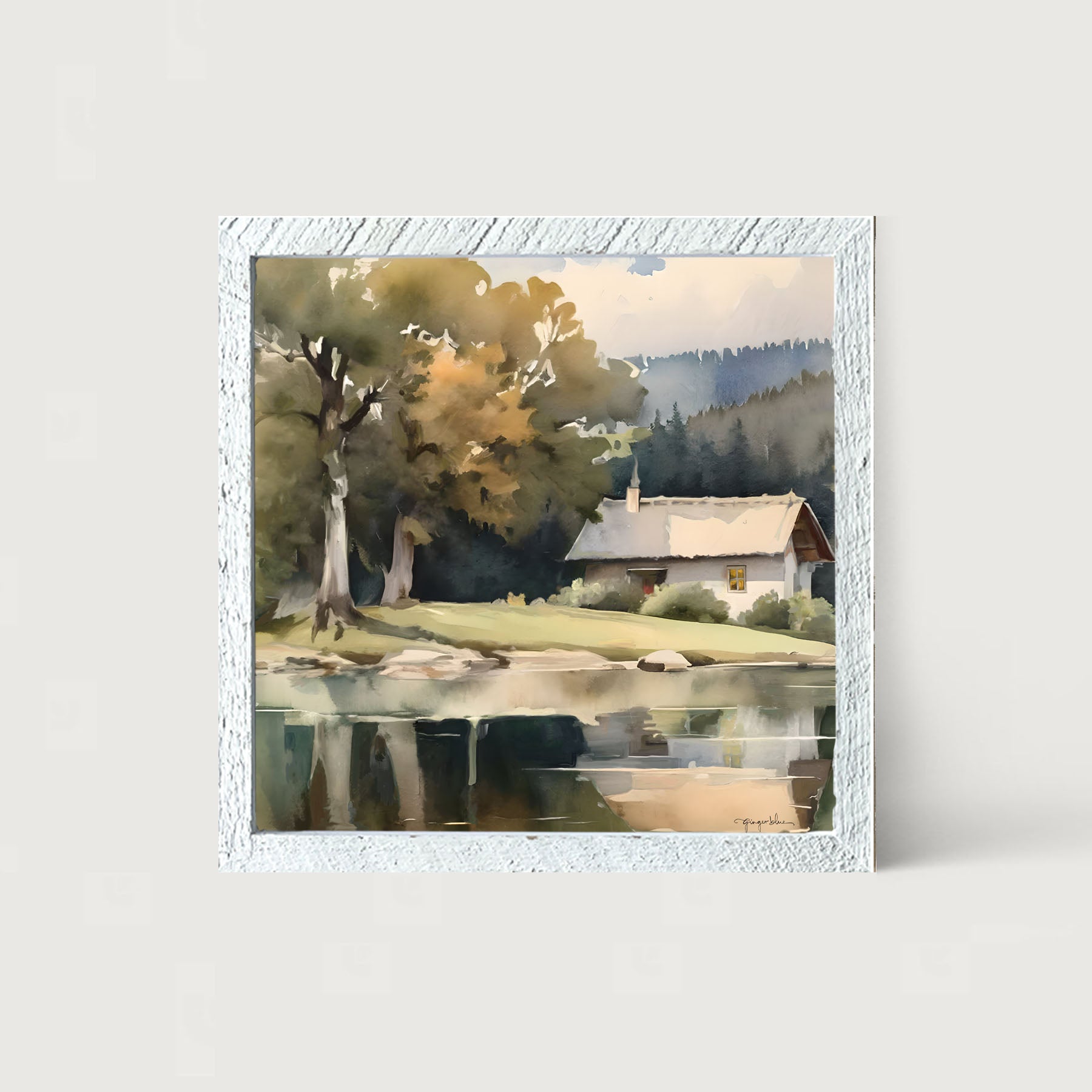 Riverside Cottage - Framed art