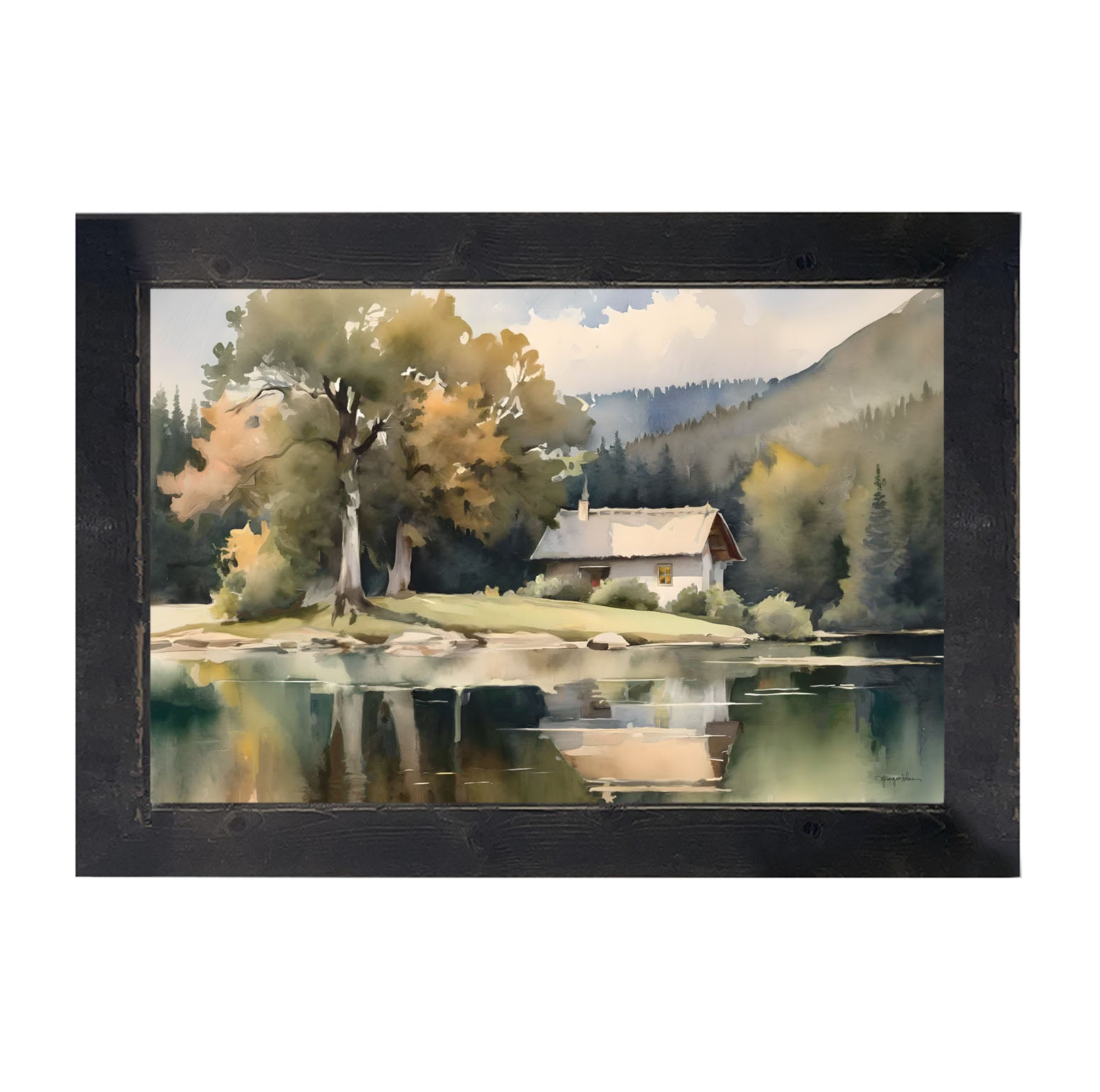 Riverside Cottage - Framed art