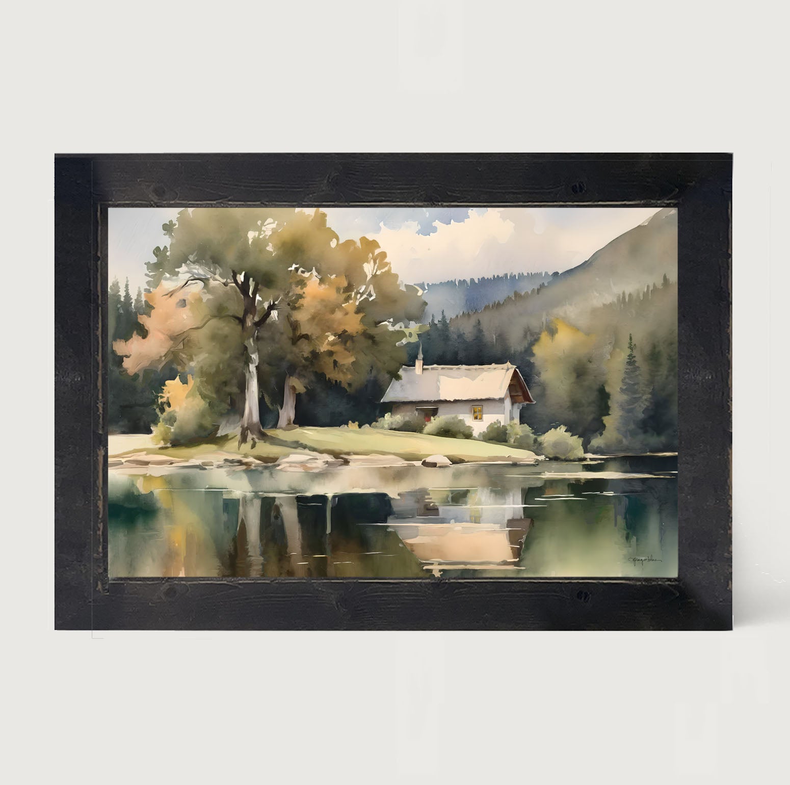Riverside Cottage - Framed art