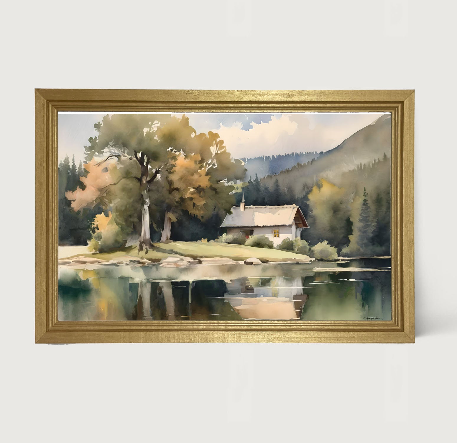 Riverside Cottage - Framed art