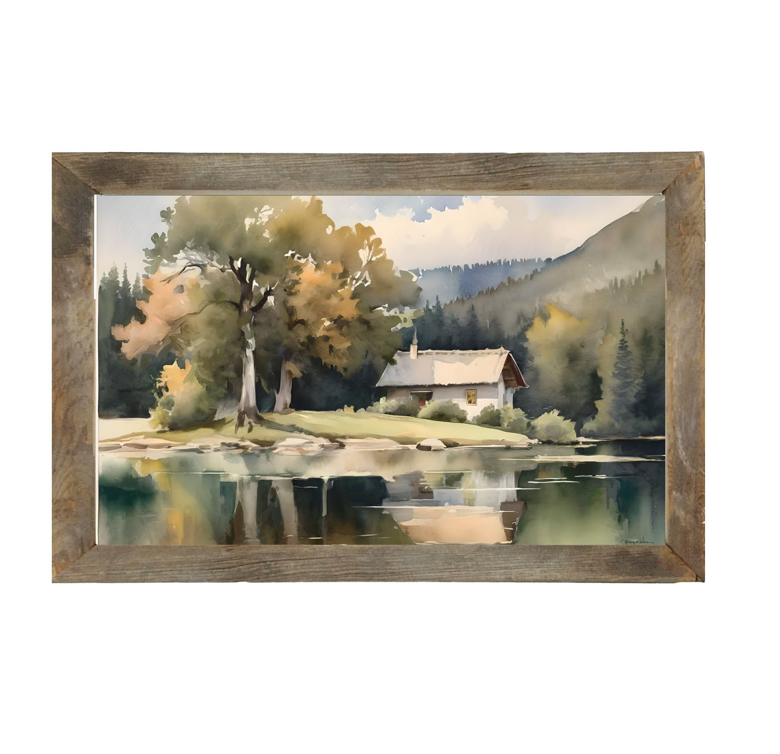 Riverside Cottage - Framed art