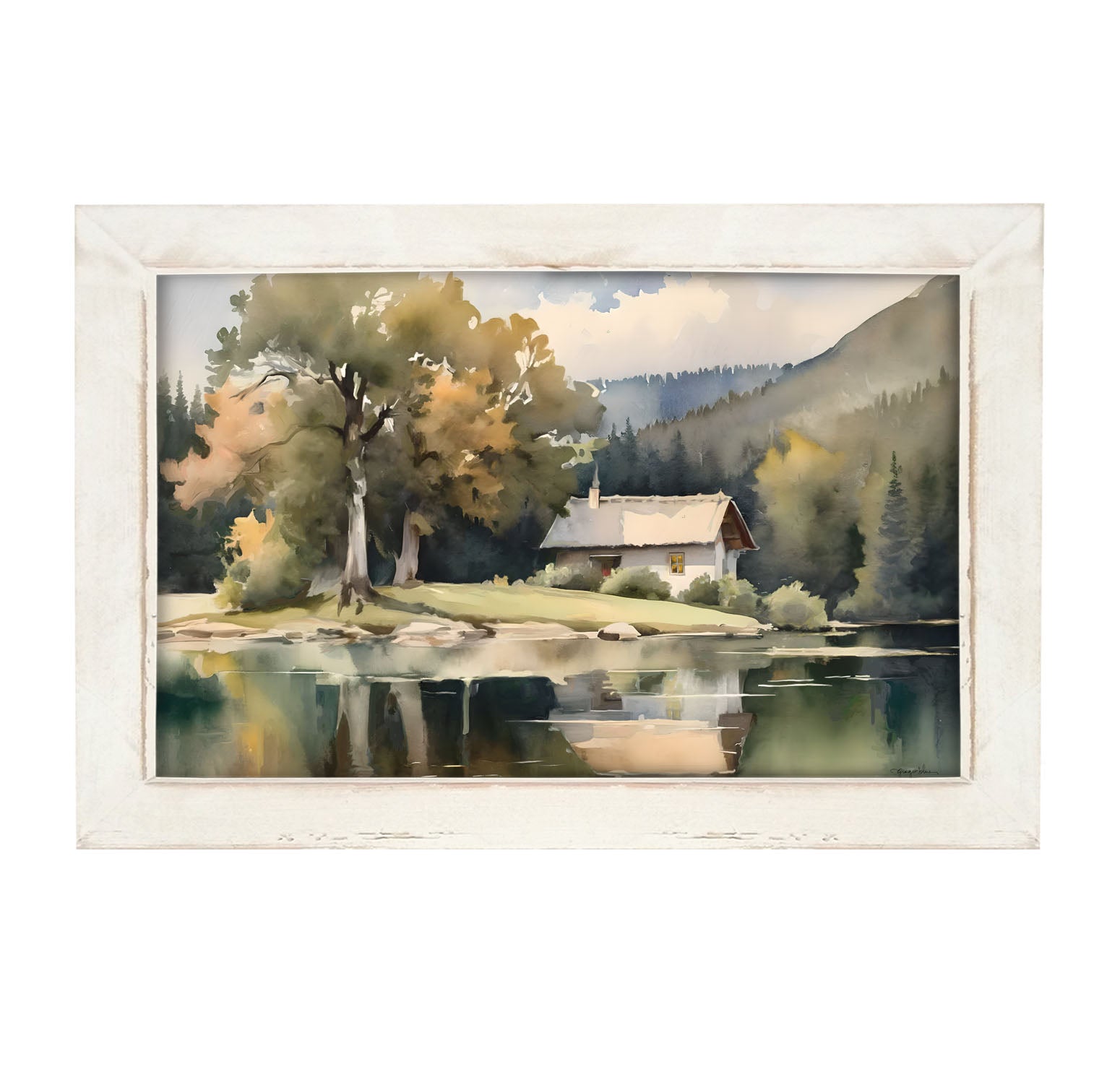 Riverside Cottage - Framed art