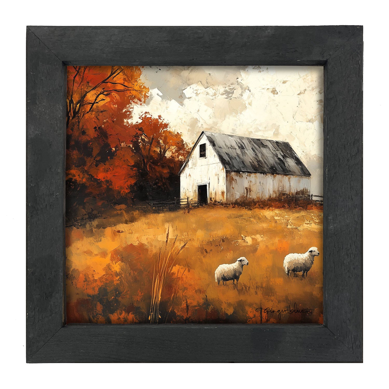 Sheep in Autumn - Framed Art
