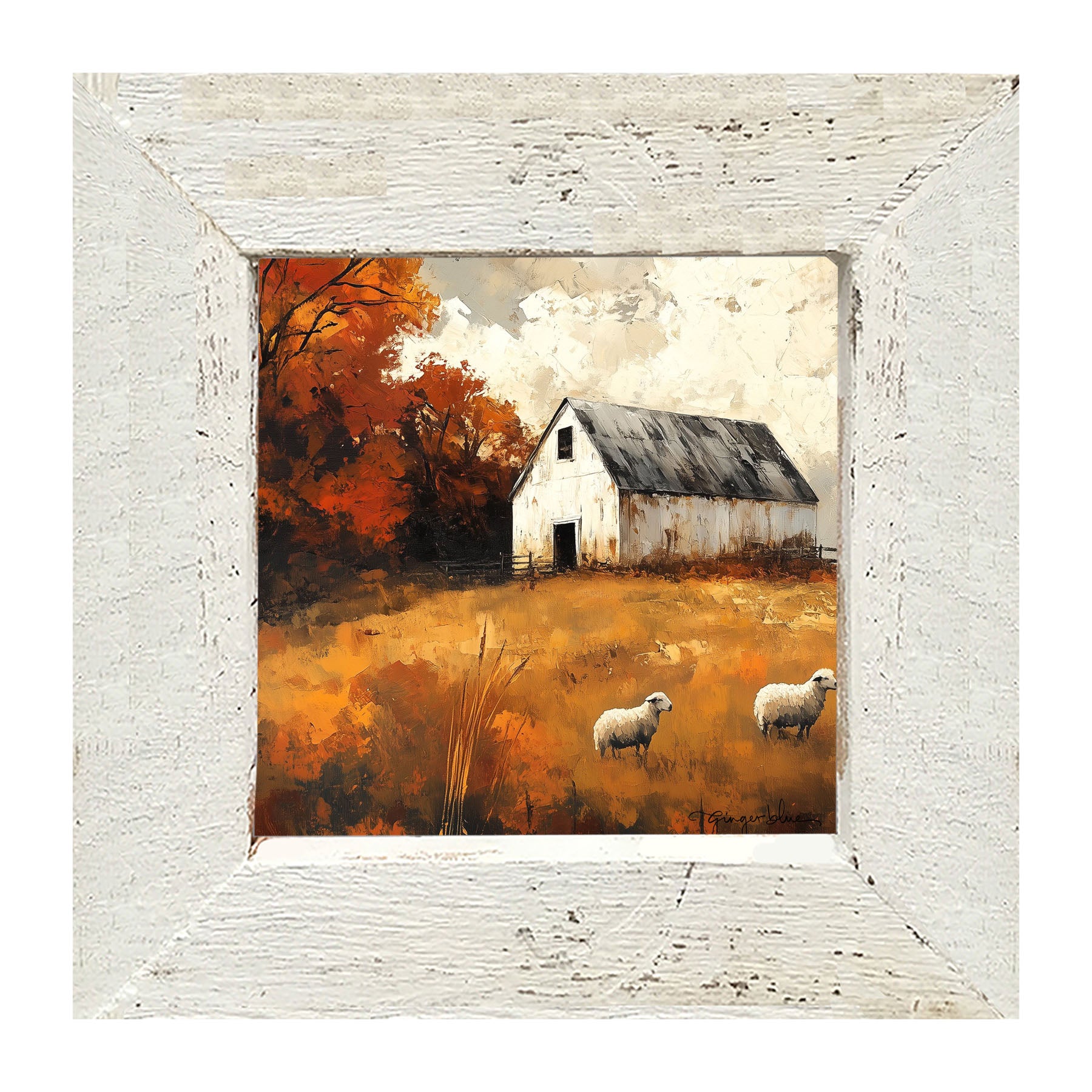 Sheep in Autumn - Framed Art