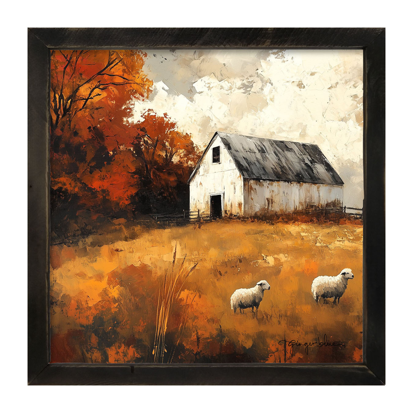 Sheep in Autumn - Framed Art