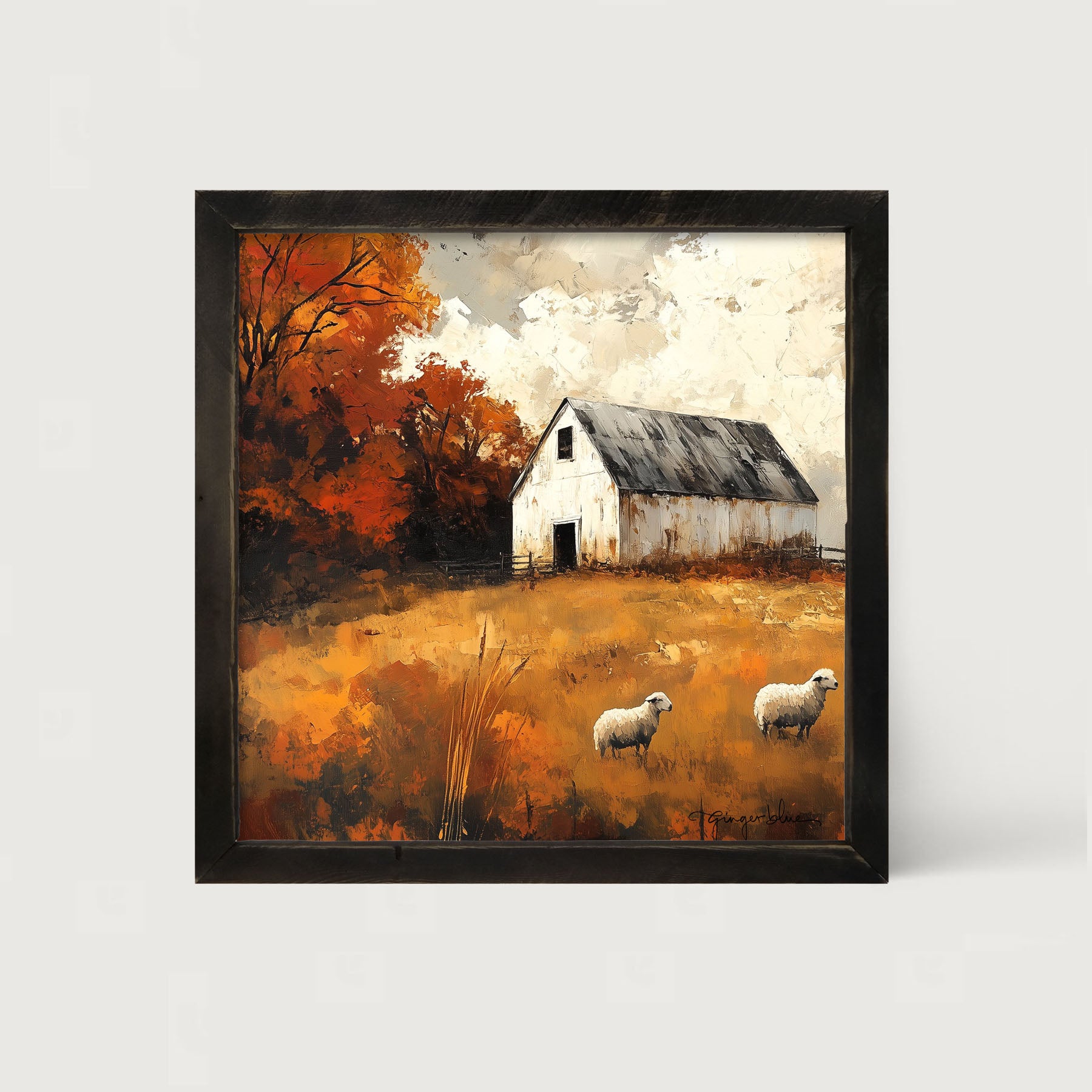 Sheep in Autumn - Framed Art