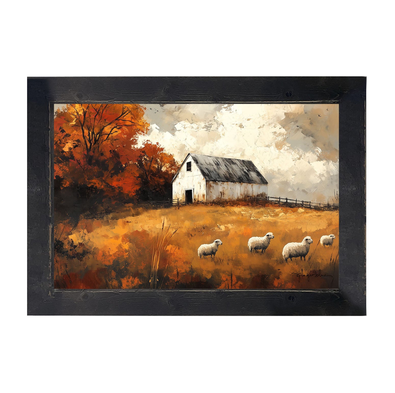 Sheep in Autumn - Framed Art