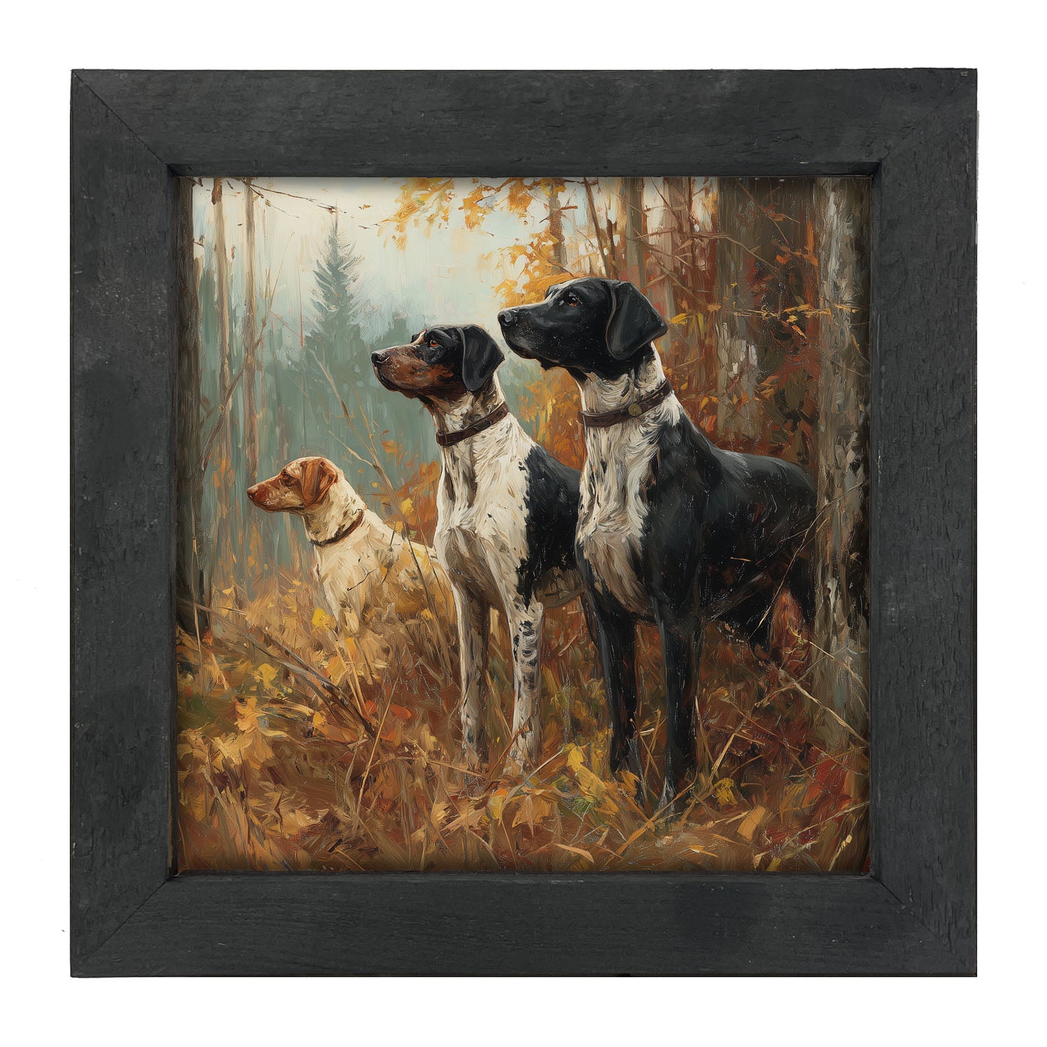 Hunting Season - Dogs in the Woods - Framed Art